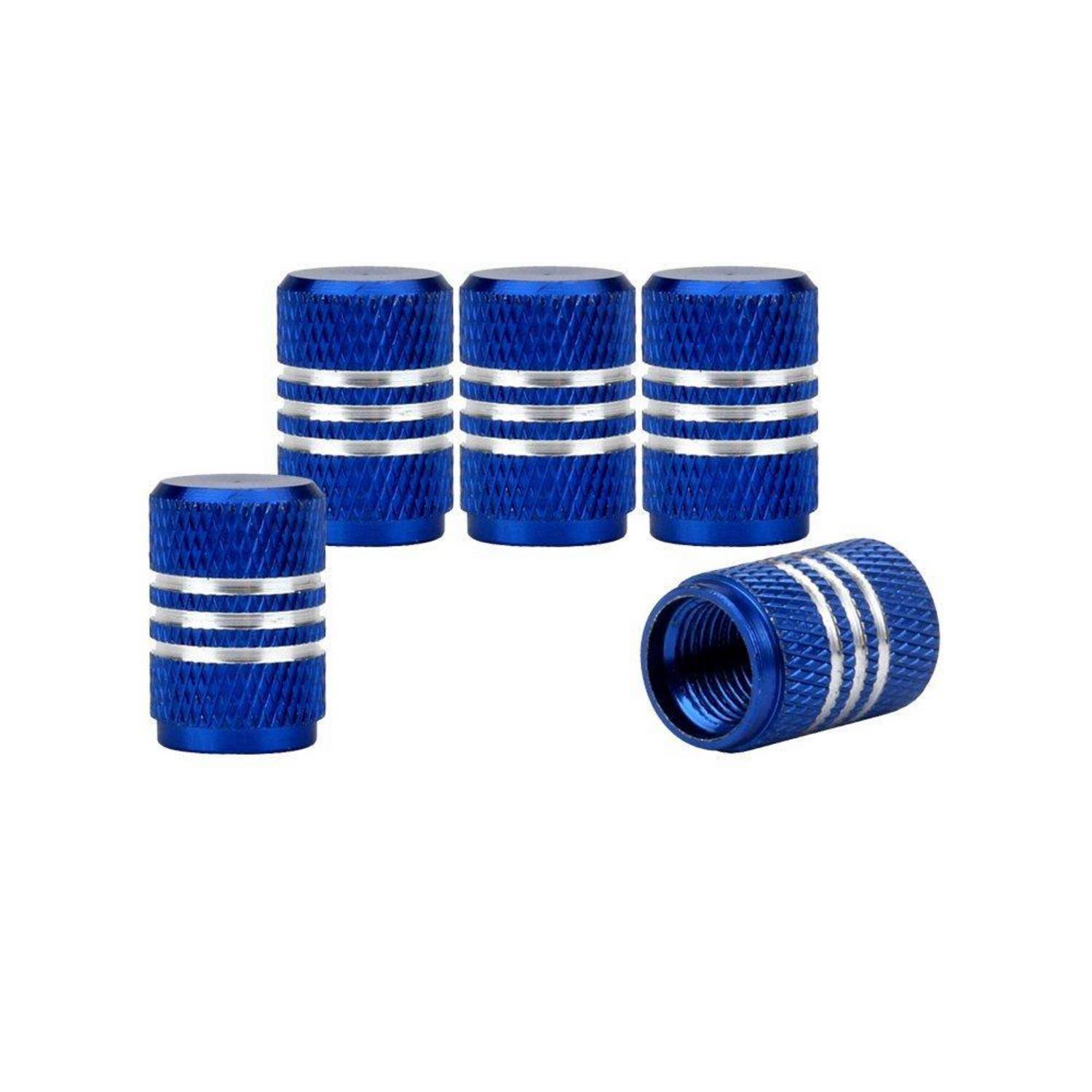 SENZEAL 5 x Aluminiumlegierung Legierung Silber um Ventilkappen (Blau)