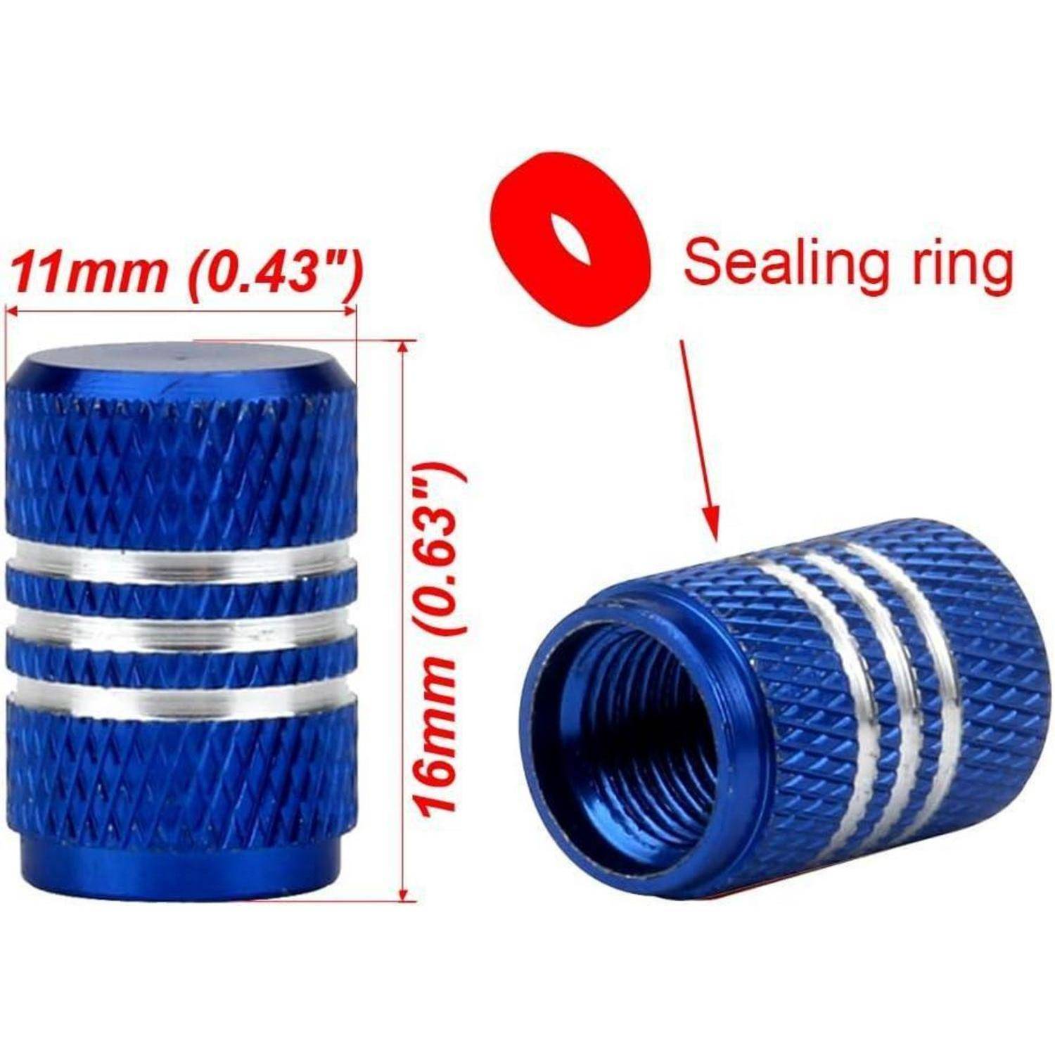 SENZEAL 5 x Aluminiumlegierung Legierung Silber um Ventilkappen (Blau)