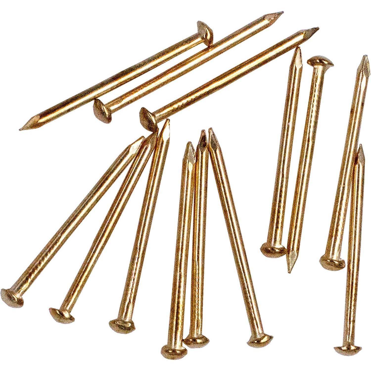 OMOTOOL Rundkopfstifte Nägel (300 Stück),vermessingte Nägel Eisen vermessingt (25mm)