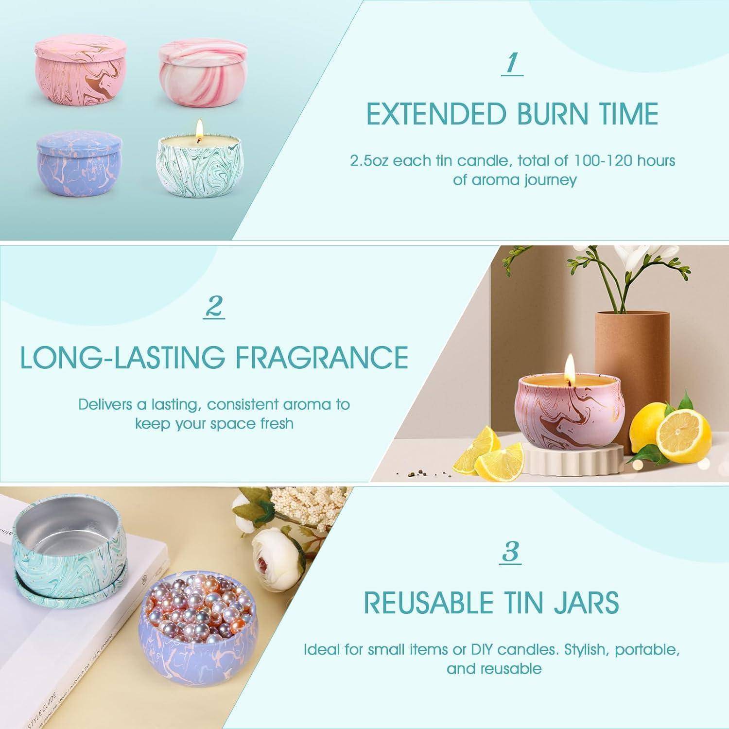 Größer Duftkerzen Geschenkset für Frauen, 4 Packs Aromatherapie Kerzen set zum Stressabbau, Natürliches Sojawachs Damen Weihnachten Deko Duftkerze