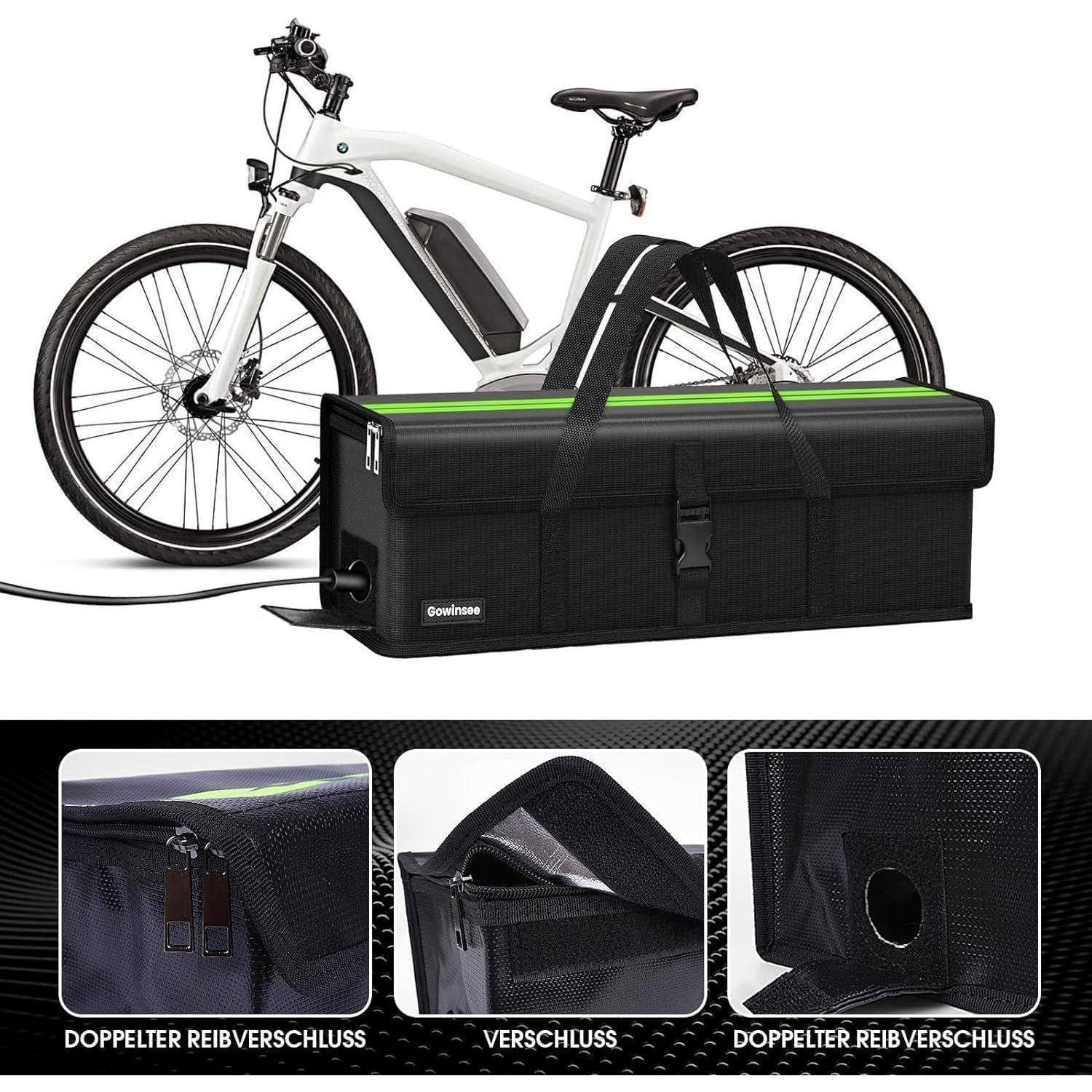Ebike Akku Tasche, Upgrade 8 Schichten Brandschutz Feuerfest Akku Tasche bis 2300°C, Wasserdicht Explosionssicher, Lipo Safe Bag für Lagerung Transp