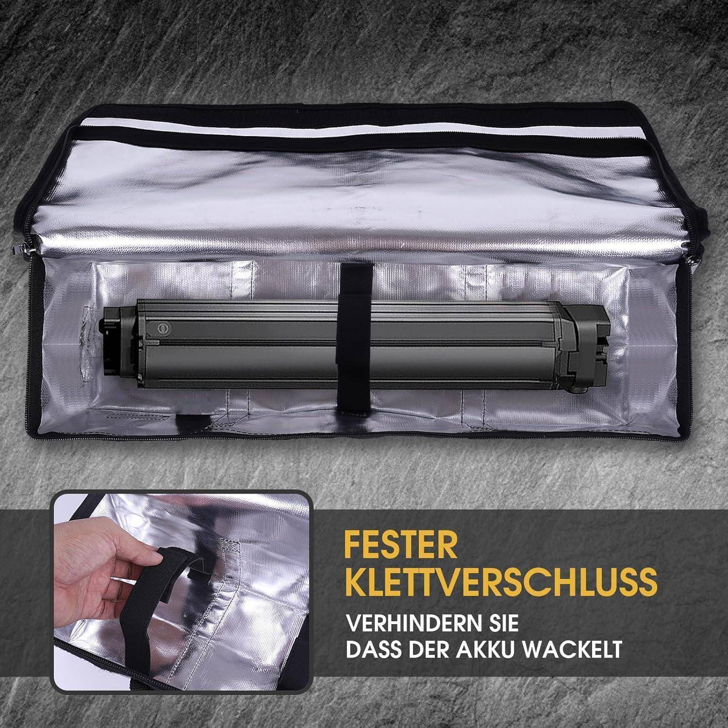 Ebike Akku Tasche, Upgrade 8 Schichten Brandschutz Feuerfest Akku Tasche bis 2300°C, Wasserdicht Explosionssicher, Lipo Safe Bag für Lagerung Transp