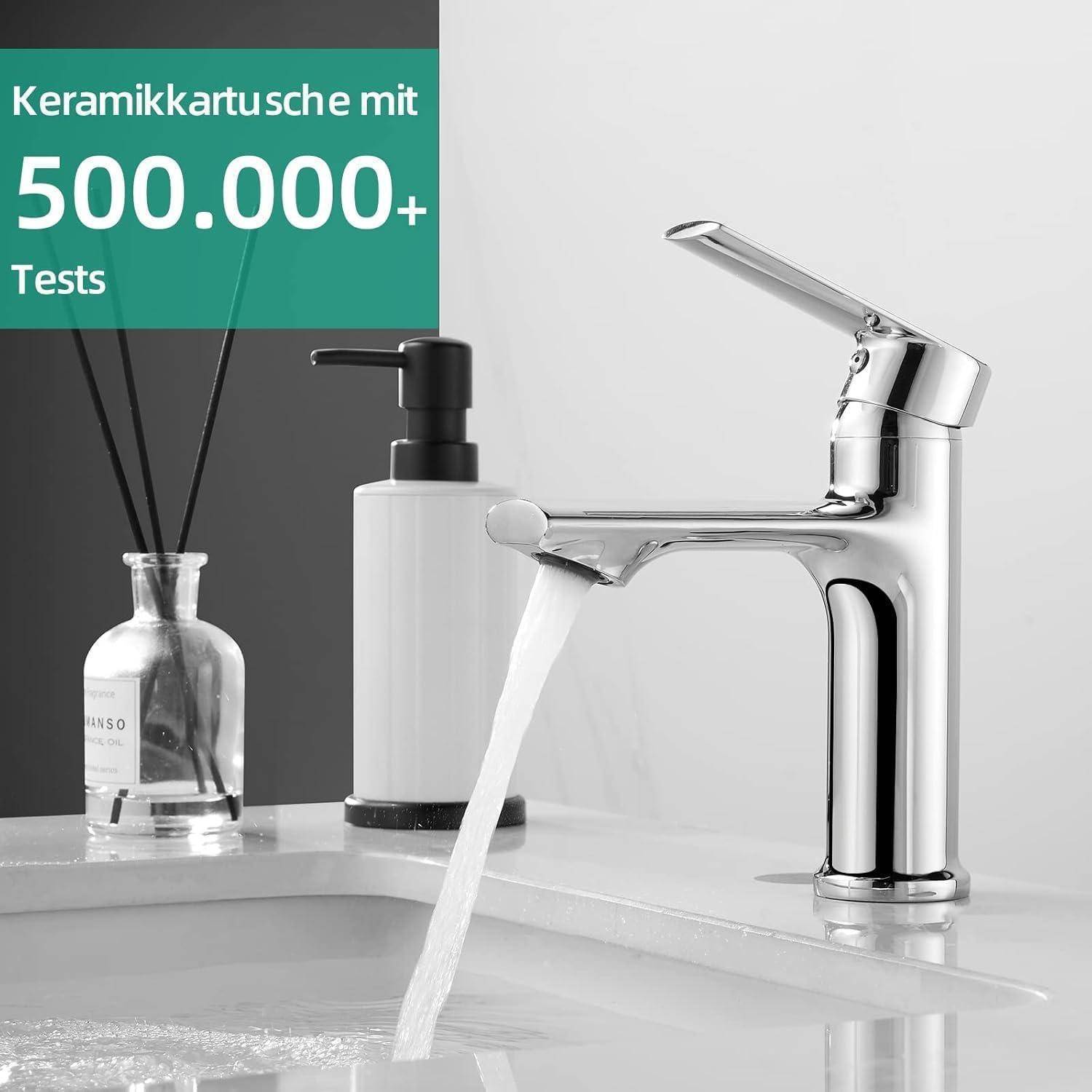 Cobbe Wasserhahn bad für Badezimmer,Waschtischarmatur, Wassersparen Waschtischarmaturen für kaltes und heißes Wasser,Chrom Achrom