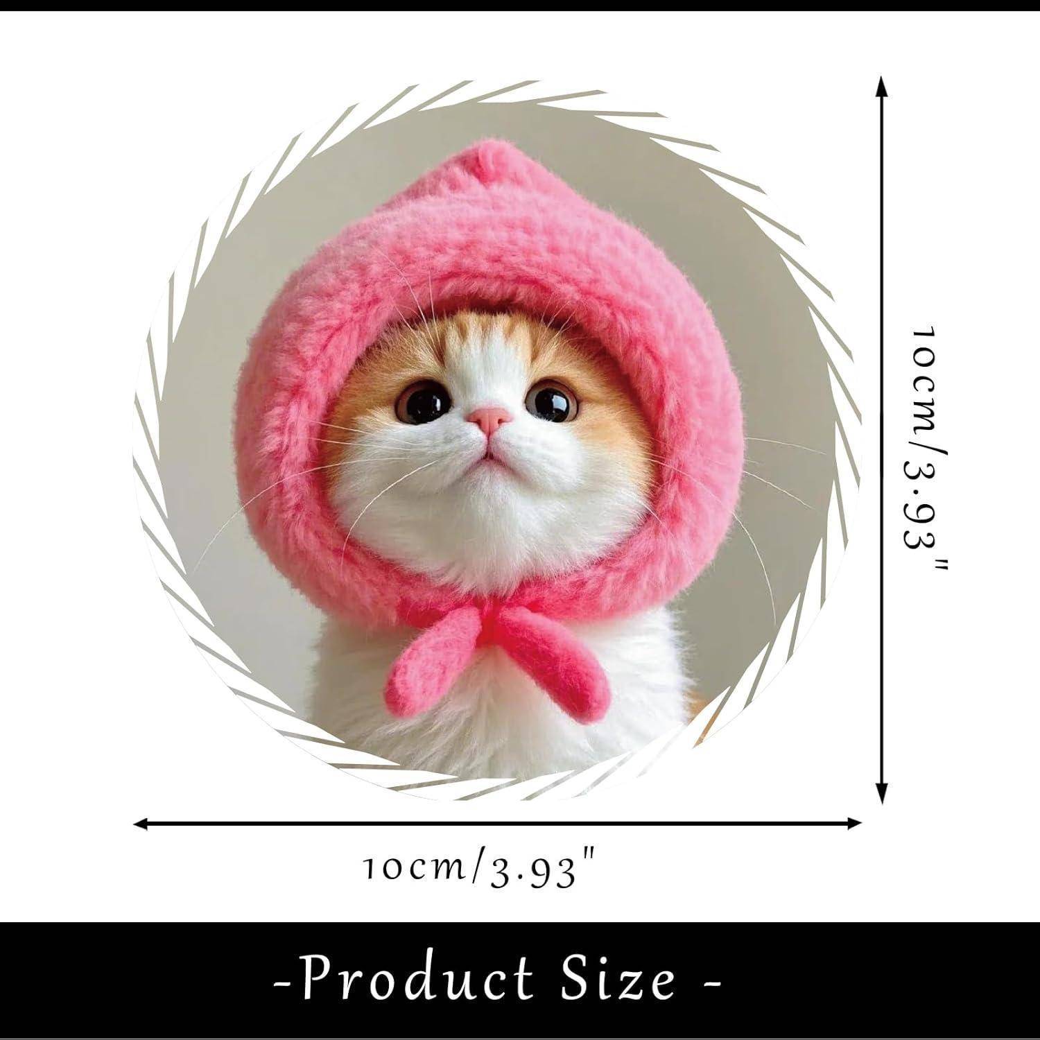 Auto Aufkleber Katze Foto Pfirsich Mütze, PVC Sticker für Auto Motorrad Laptop Handy Glas, wasserdicht kratzfest dekorativ Katzen Foto Serie – Pfi