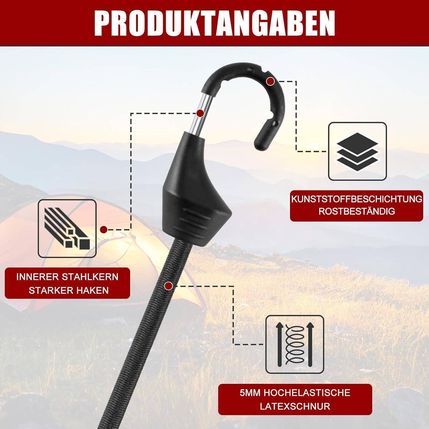 Spanngummi mit Haken, Strapazierfähige Expander mit Haken 12 Stück, Robuster Gummispanner mit Haken,Vielseitiger Gummibänder mit Haken 10 cm