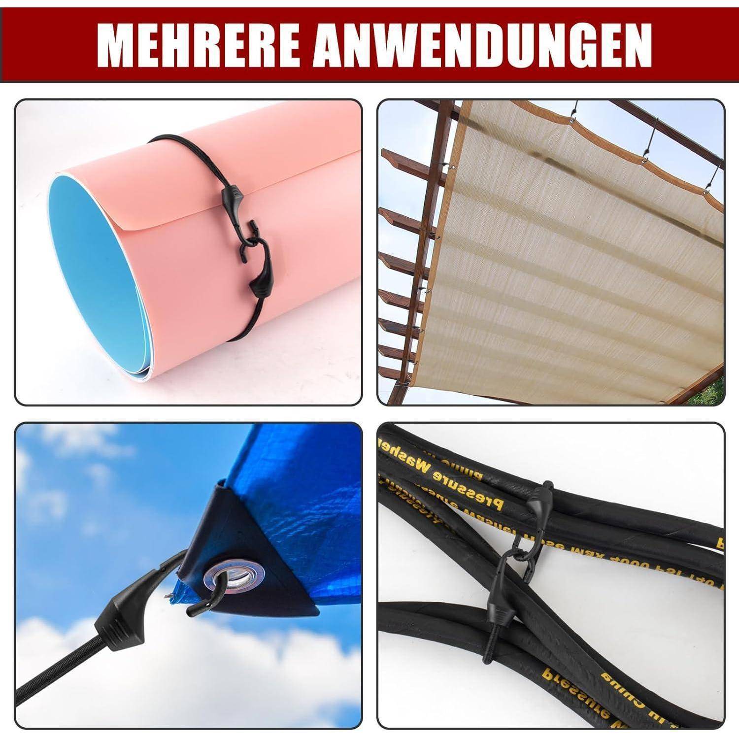 Spanngummi mit Haken, Strapazierfähige Expander mit Haken 12 Stück, Robuster Gummispanner mit Haken,Vielseitiger Gummibänder mit Haken 15 cm