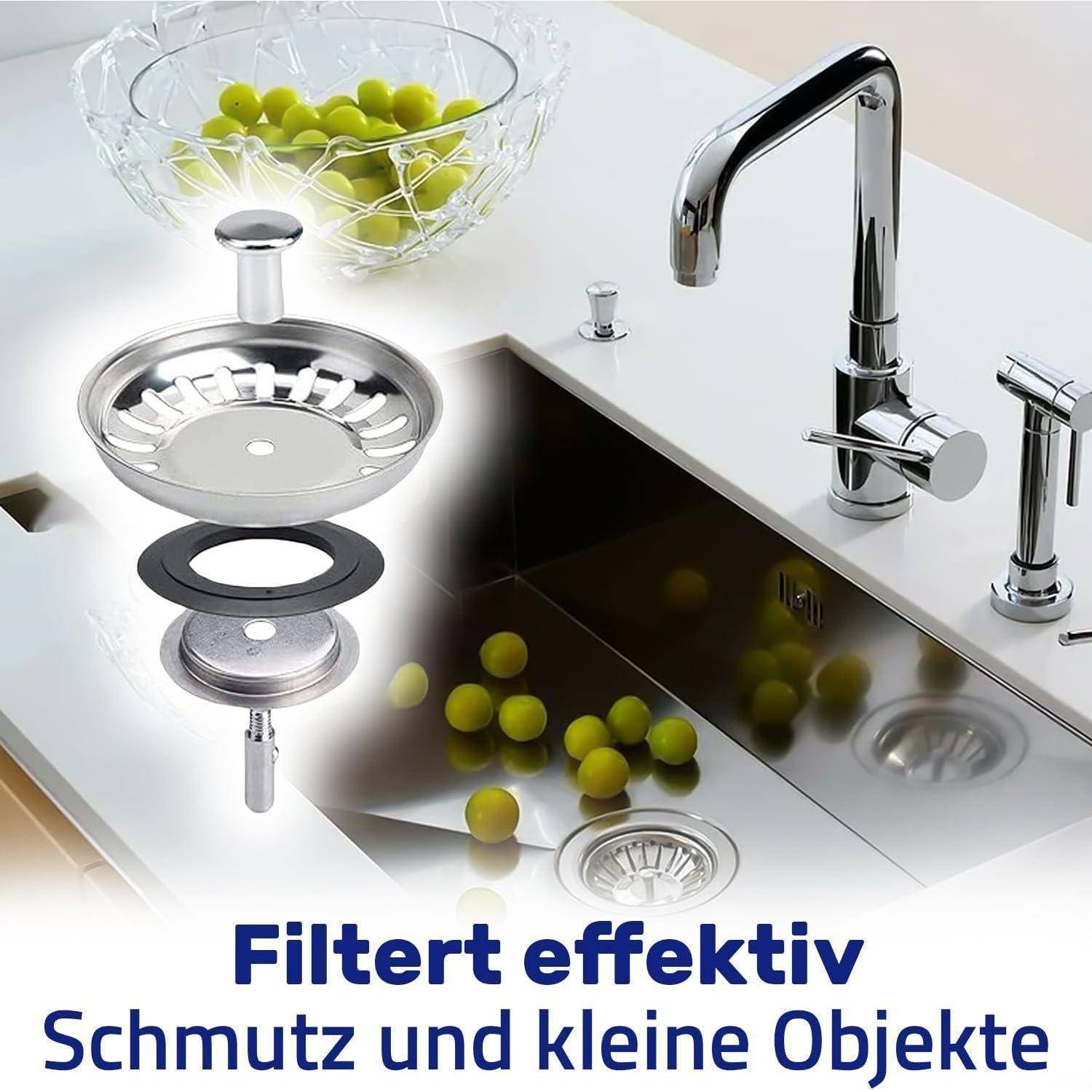 Siebkörbchen Spüle Küche Ø 80 mm Abflusssieb Küchenspüle aus Edelstahl Garantie 10 Jahre - Monteral