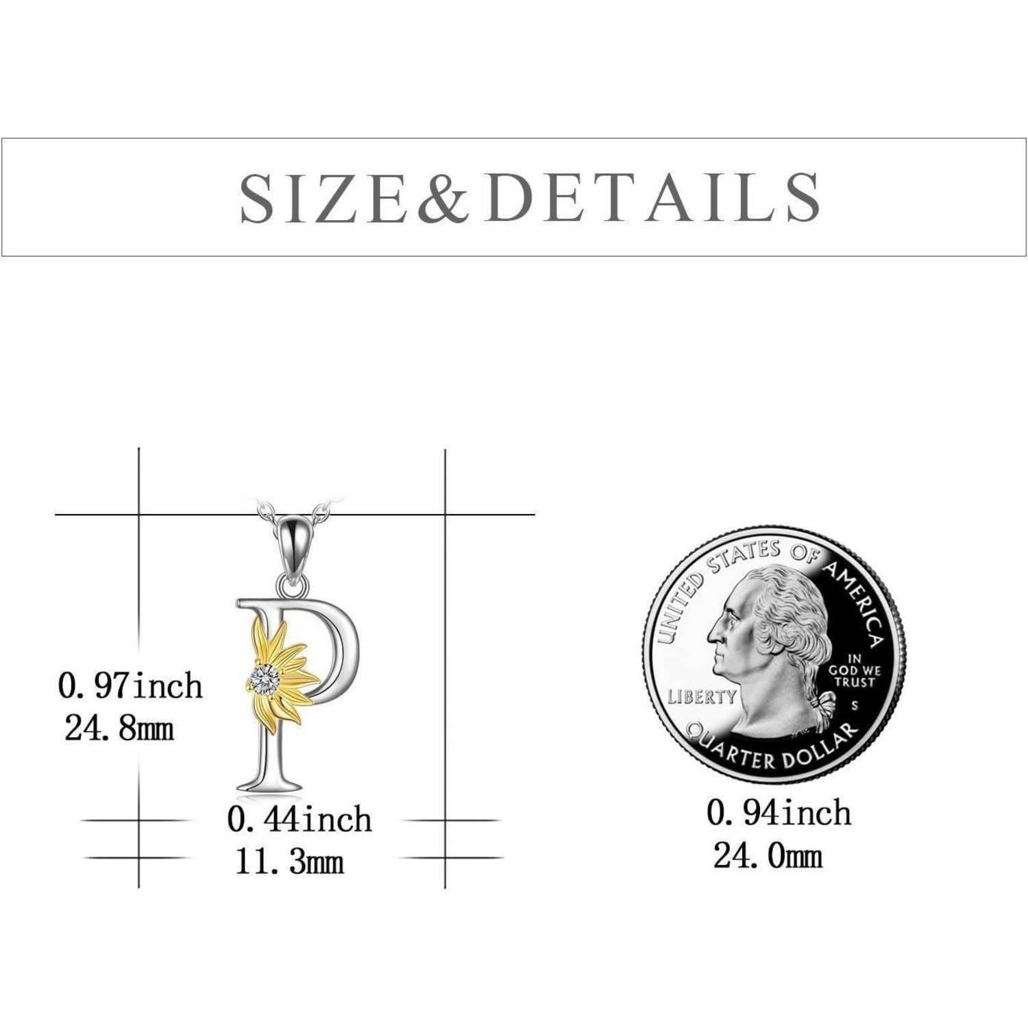 VONALA 925 Sterling Silber Sonnenblumen Halskette Sterling Silber Initial Alphabet Buchstabe Skript Name Anhänger Sonnenblumen Schmuck Geschenke für