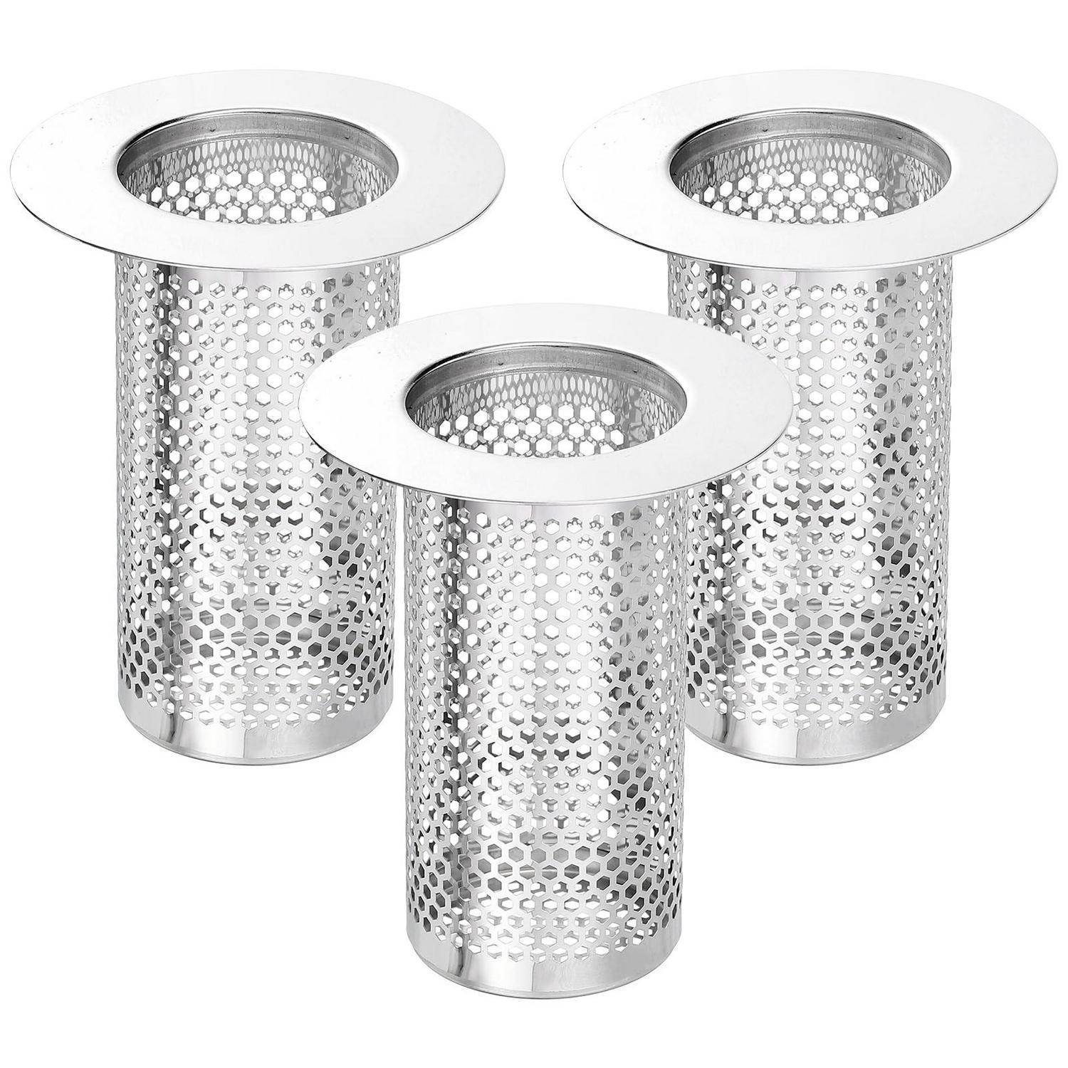 QUARKZMAN 3 Stücke Abflusssieb Dusche, 80 x 65mm Bodenablauf Filter aus 304 Edelstahl für Badewanne Badezimmer Küche, Passend für Lochgröße 40-6