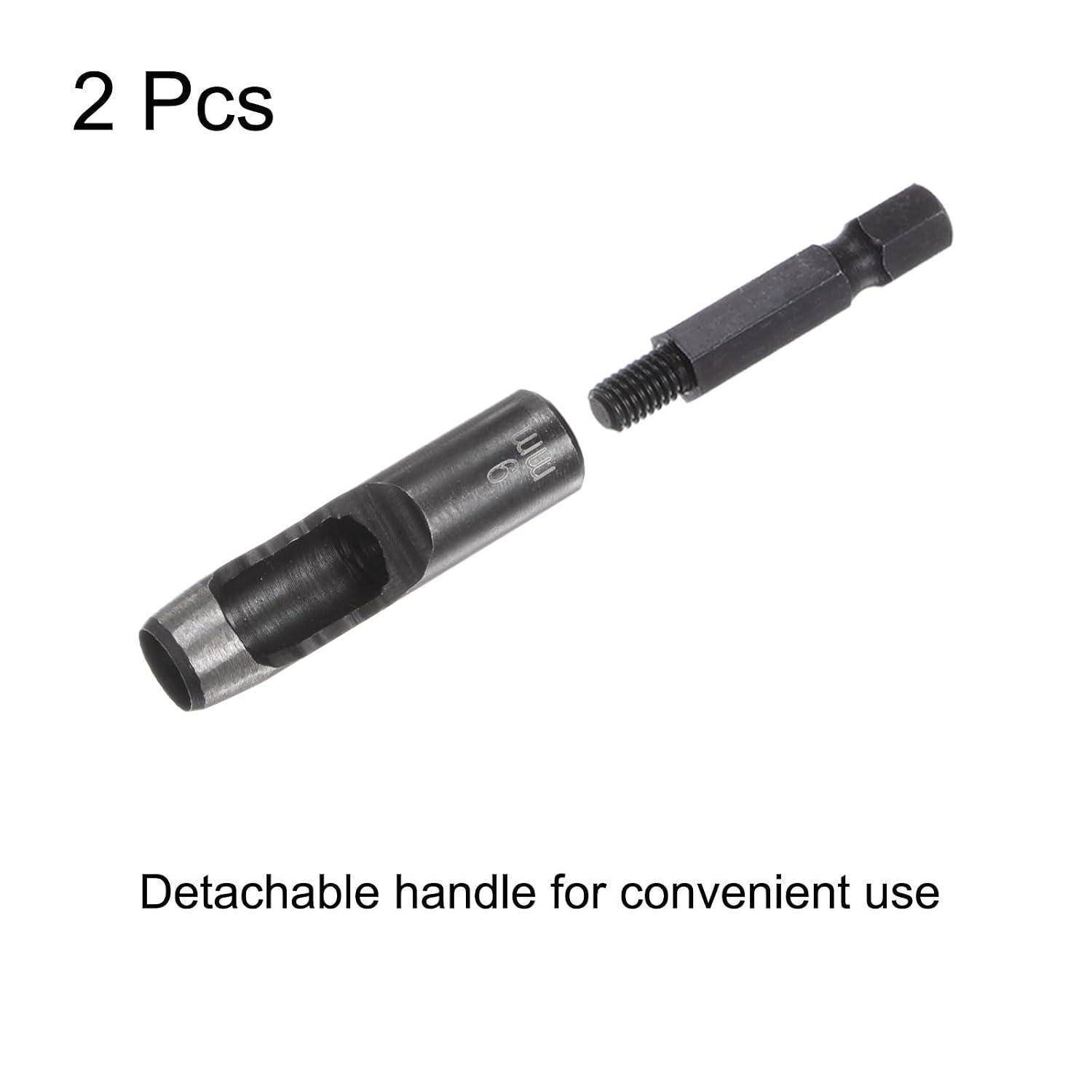 Produktbild von 2 abnehmbaren schwarzen Metallgriffen mit Text „2 Stk." und „Abnehmbarer Griff für bequeme Handhabung"".