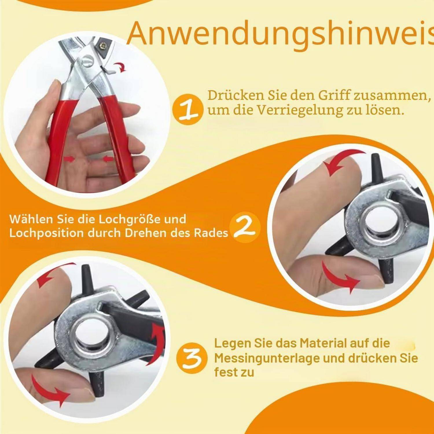 Leder-Lochstanzer, Gürtel, super strapazierfähig, 6 Lochgrößen, Werkzeug, Uhrenbänder, Armbänder, Hundehalsbänder, Stoffe, Heimwerker- oder Bas