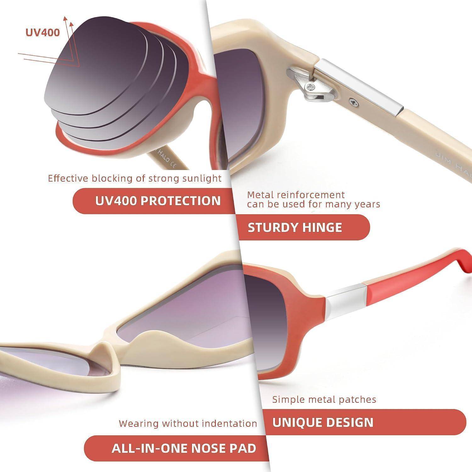 JM Klassische Bifokale Sonnenbrille Lesebrille Quadratischer Stilvoller Farbverlauf Sonnenbrillen-Leser für Frauen Rot 3.75 x