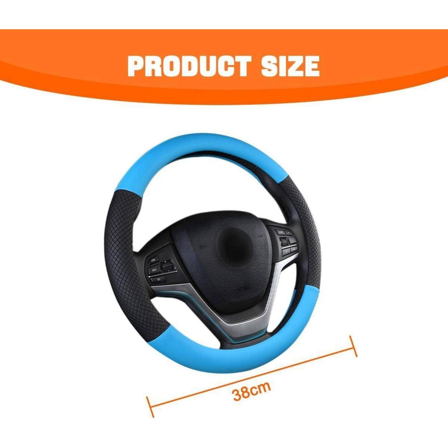 JNNJ Lenkradbezug Auto, Anti-Rutsch Leder Lenkradhülle, Atmungsaktiver Anti Rutsch Steering Wheel Cover für Auto Truck SUV, Mikrofaser-Leder-Lenkrad