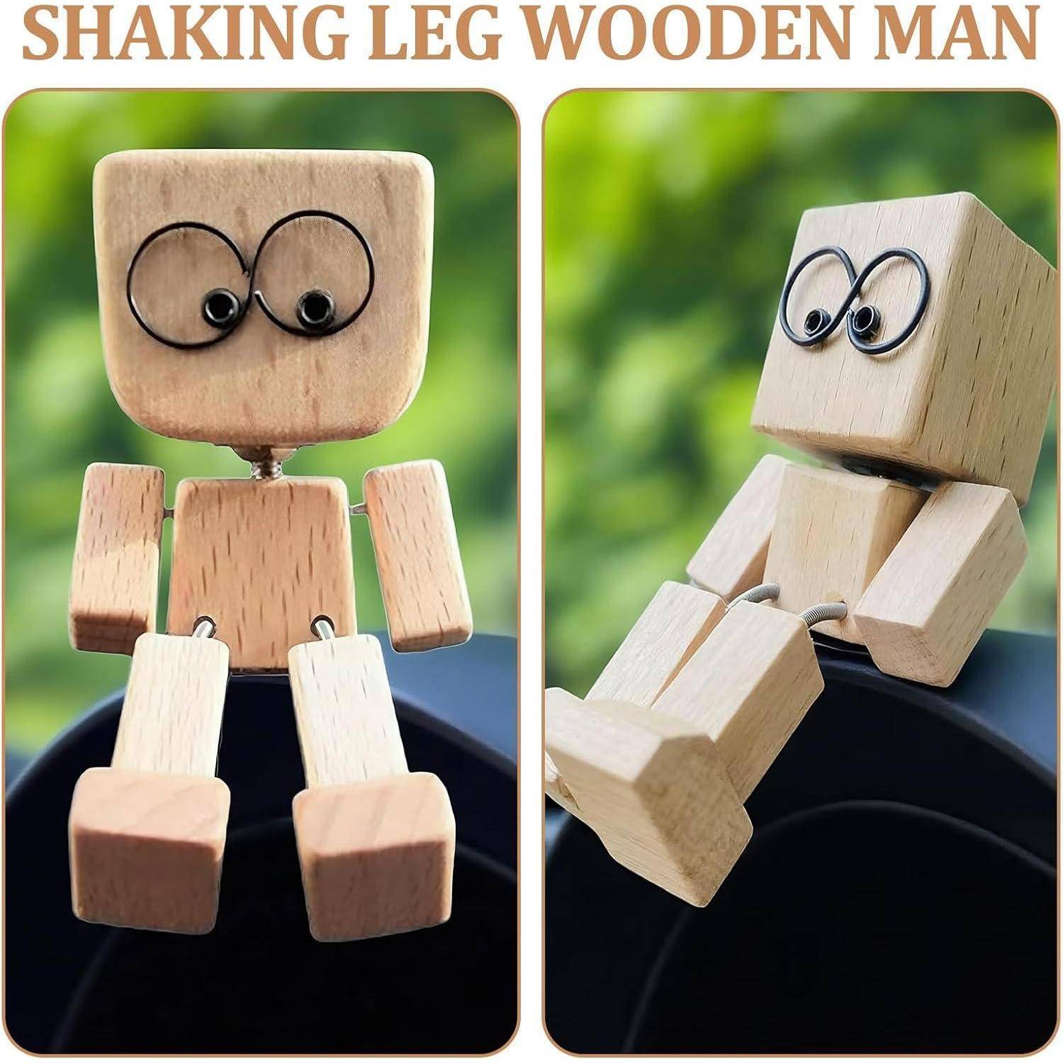 Wackelfigur Holzfigur Wackelnde Wackelmännchen Holz Auto, Mit 12 Magnetischen Gesichtsausdrücken, Mit 1 Doppelseitigem Klebeband, Wackelfüße Sitze