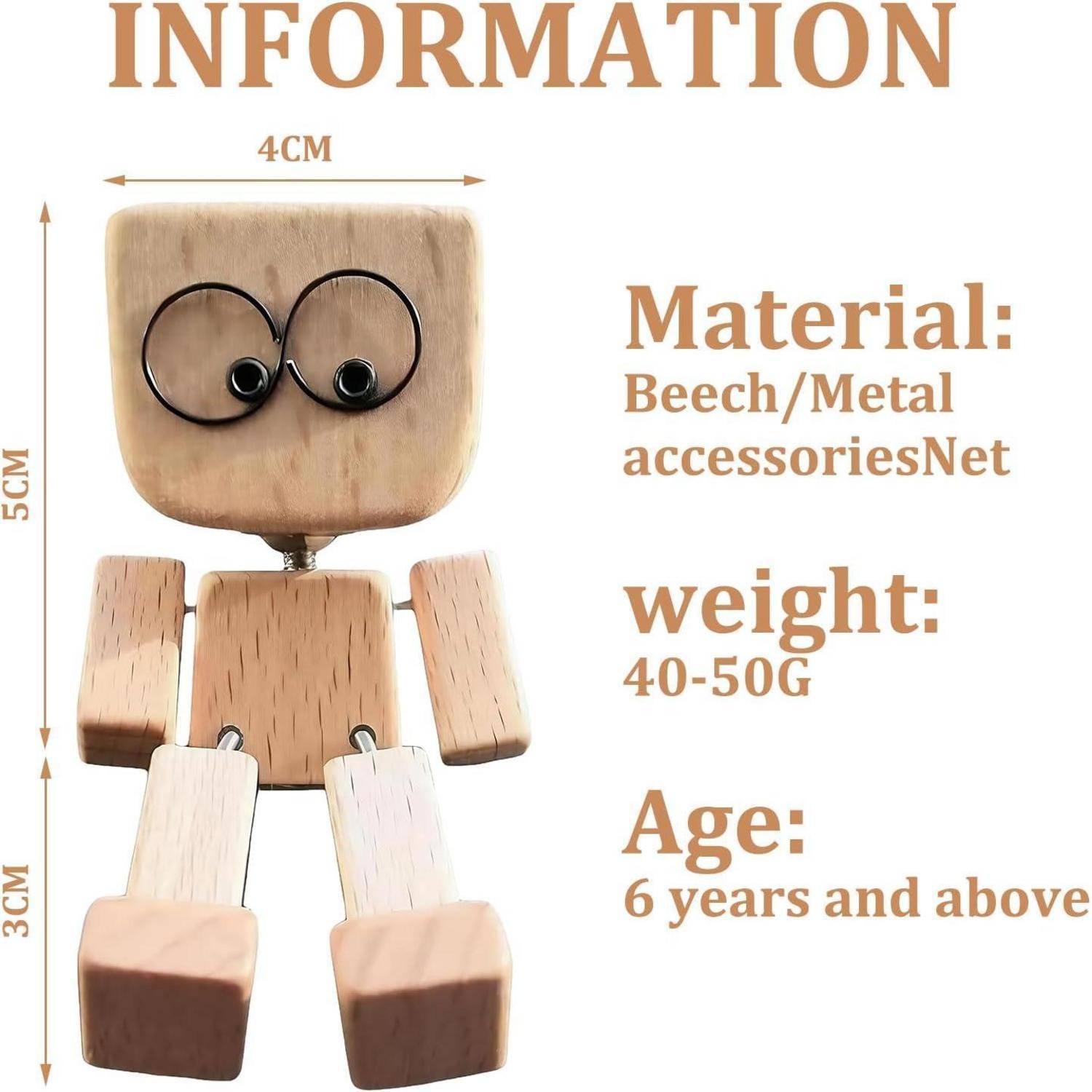 Wackelfigur Holzfigur Wackelnde Wackelmännchen Holz Auto, Mit 12 Magnetischen Gesichtsausdrücken, Mit 1 Doppelseitigem Klebeband, Wackelfüße Sitze
