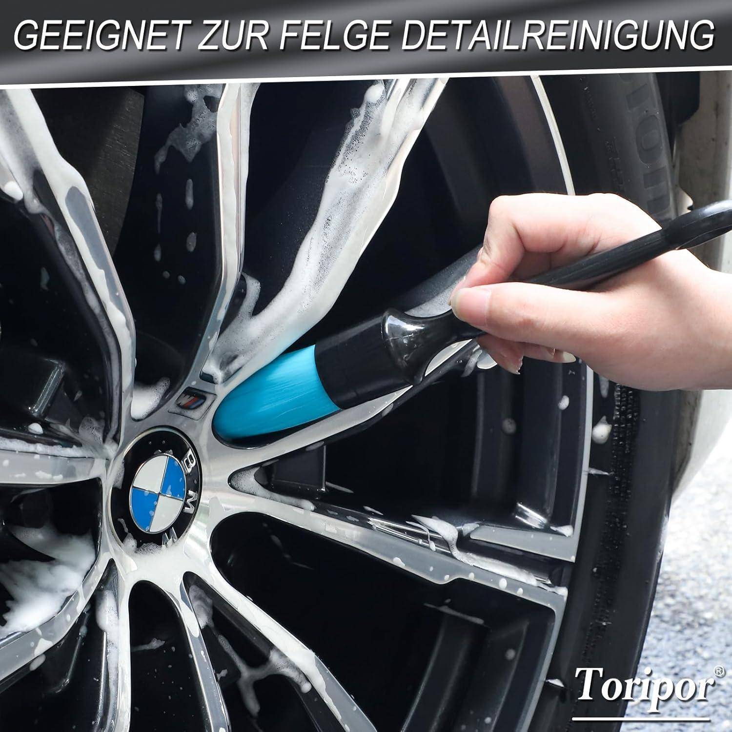 Profi Mikrofaser Felgenbürste extra dünn - mit Auto Detailing Brush, Lang Felgen Felgenreiniger Bürste Car Wheel Brush für schonende Reinigung bis