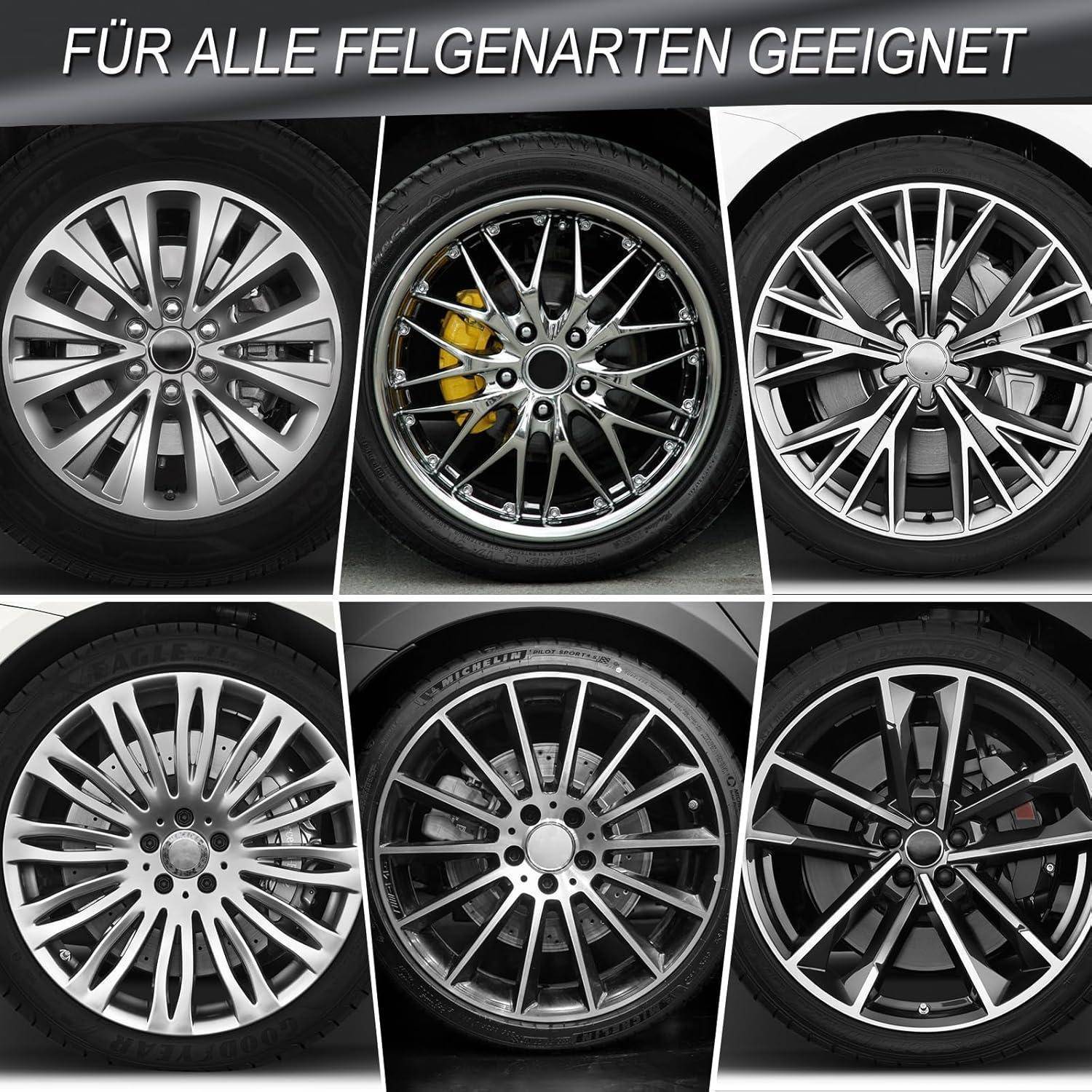 Profi Mikrofaser Felgenbürste extra dünn - mit Auto Detailing Brush, Lang Felgen Felgenreiniger Bürste Car Wheel Brush für schonende Reinigung bis