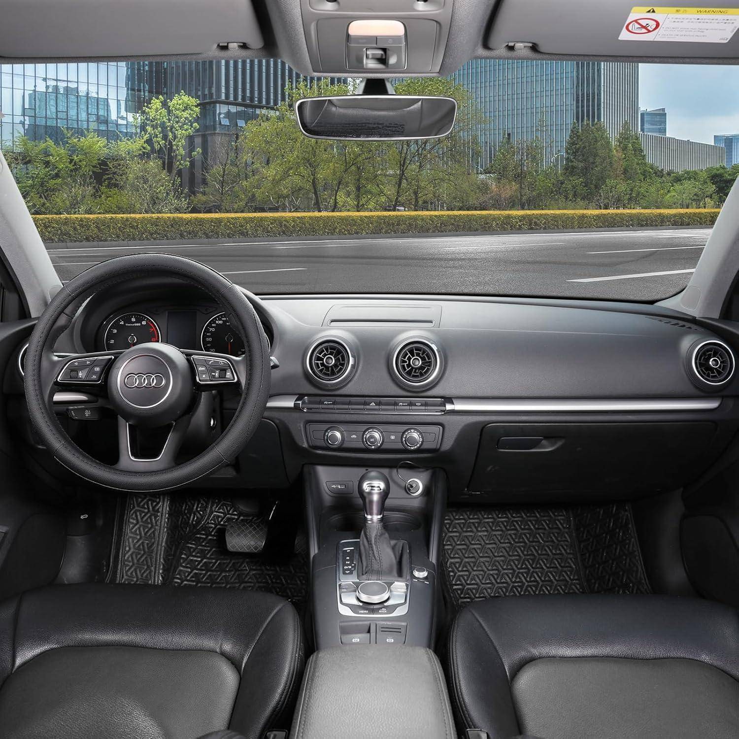 SEG Direct Lenkradbezug für Auto, Standard-Mittelgröße 37-39 cm, Auto-Innenausstattung, schwarzes Mikrofaserleder 2.Mittlere Größe[37-39cm] Schwa