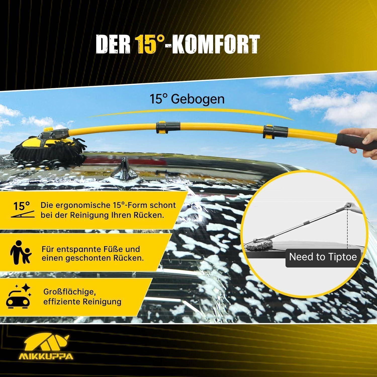Anzeige für eine gebogene Reinigungsbürste mit der Bezeichnung „DER 15°-KOMFORT