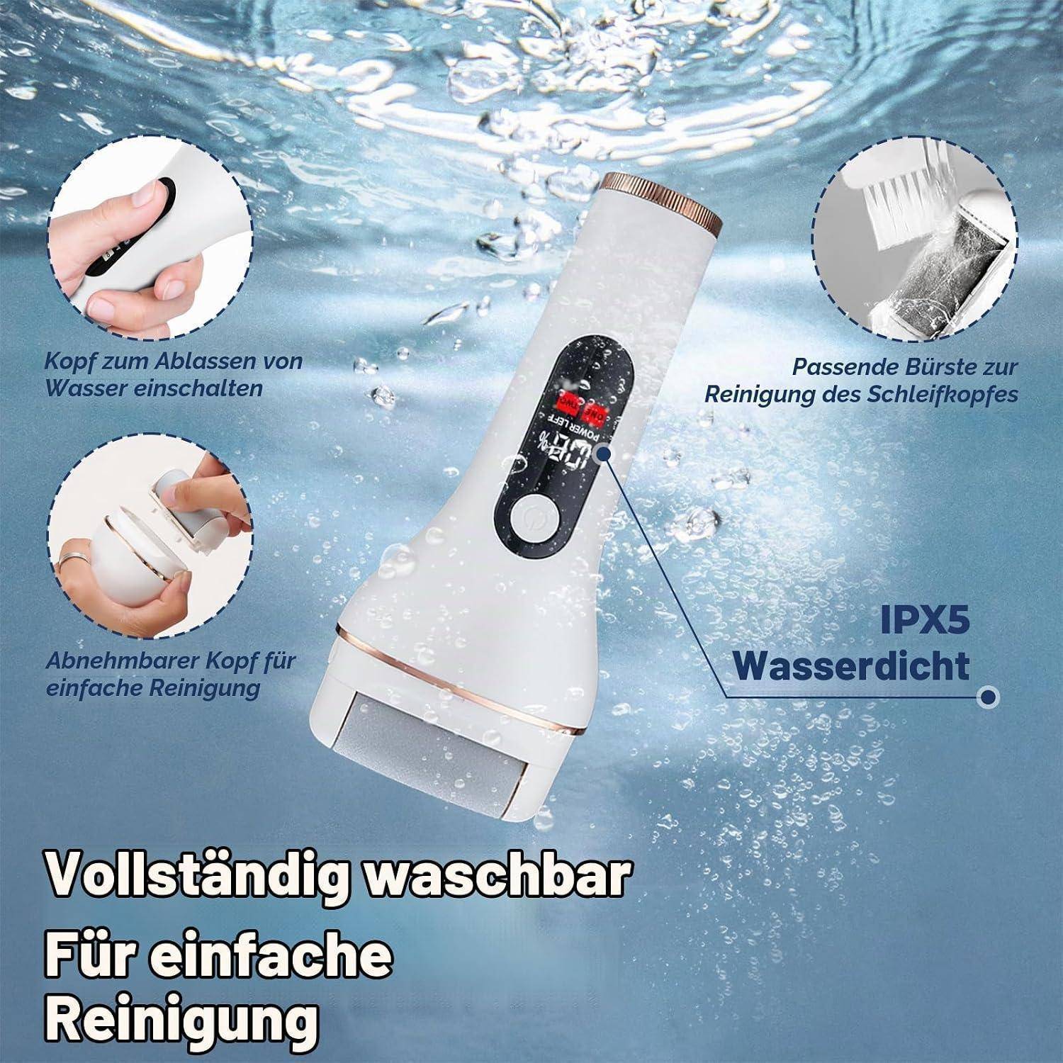 Hornhautentferner Elektrisch, Hornhaut Entfernen fuß Elektrisch mit 3 Ersatzrollen, 2 Gear Hornhautentferner Pediküre Hornhautfeile Callus Remover