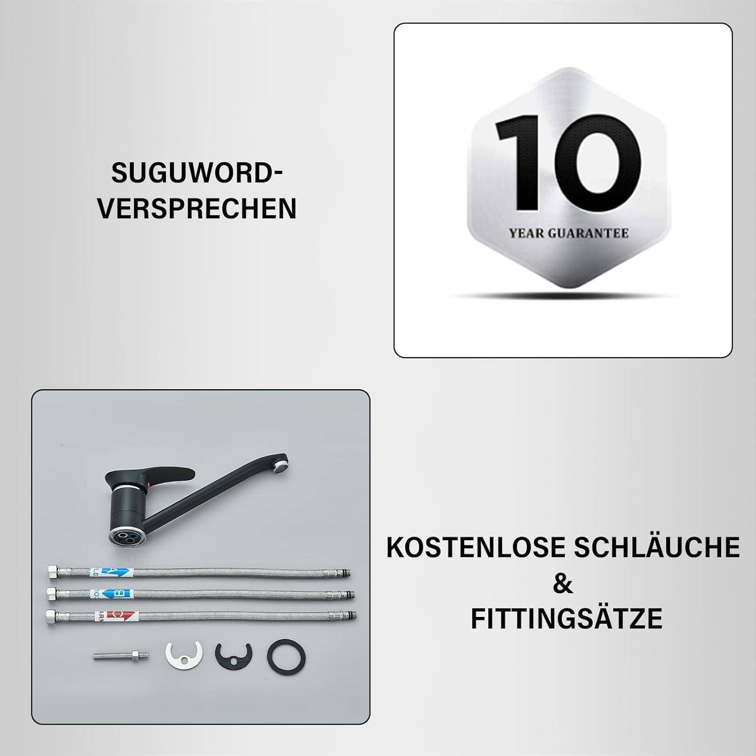 Suguword Niederdruck-Küchenarmatur aus Messing, Einhebelmischer - Hochwertiger Keramikkartusche & Dichtungen für lange Lebensdauer & Tropfschutz Sch