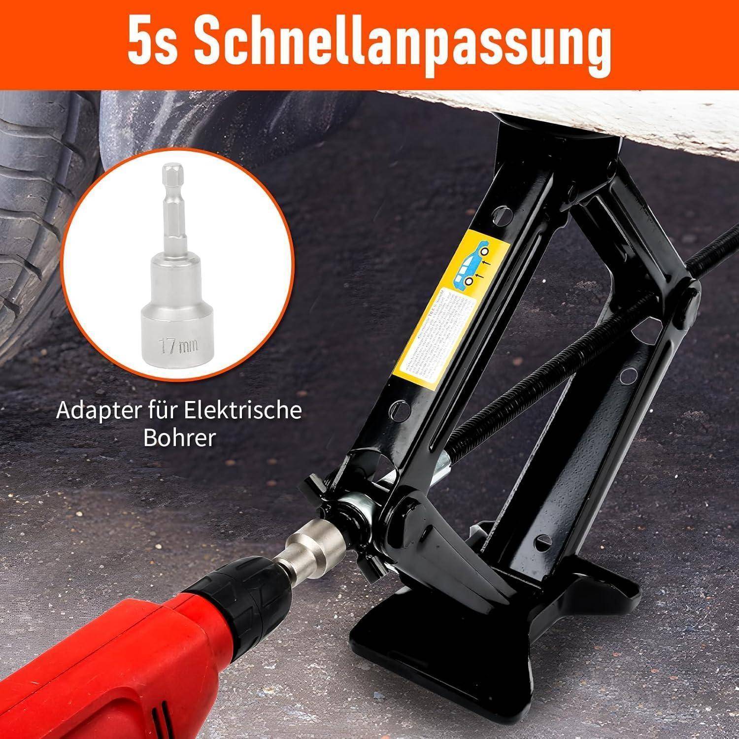 Wagenheber 2.5T (2500kg), Universeller Scherenwagenheber, Maximale Höhe bis zu 43cm, Tragbarer Wagenhebersatz für Auto, SUV, MPV und Andere Fahrzeug