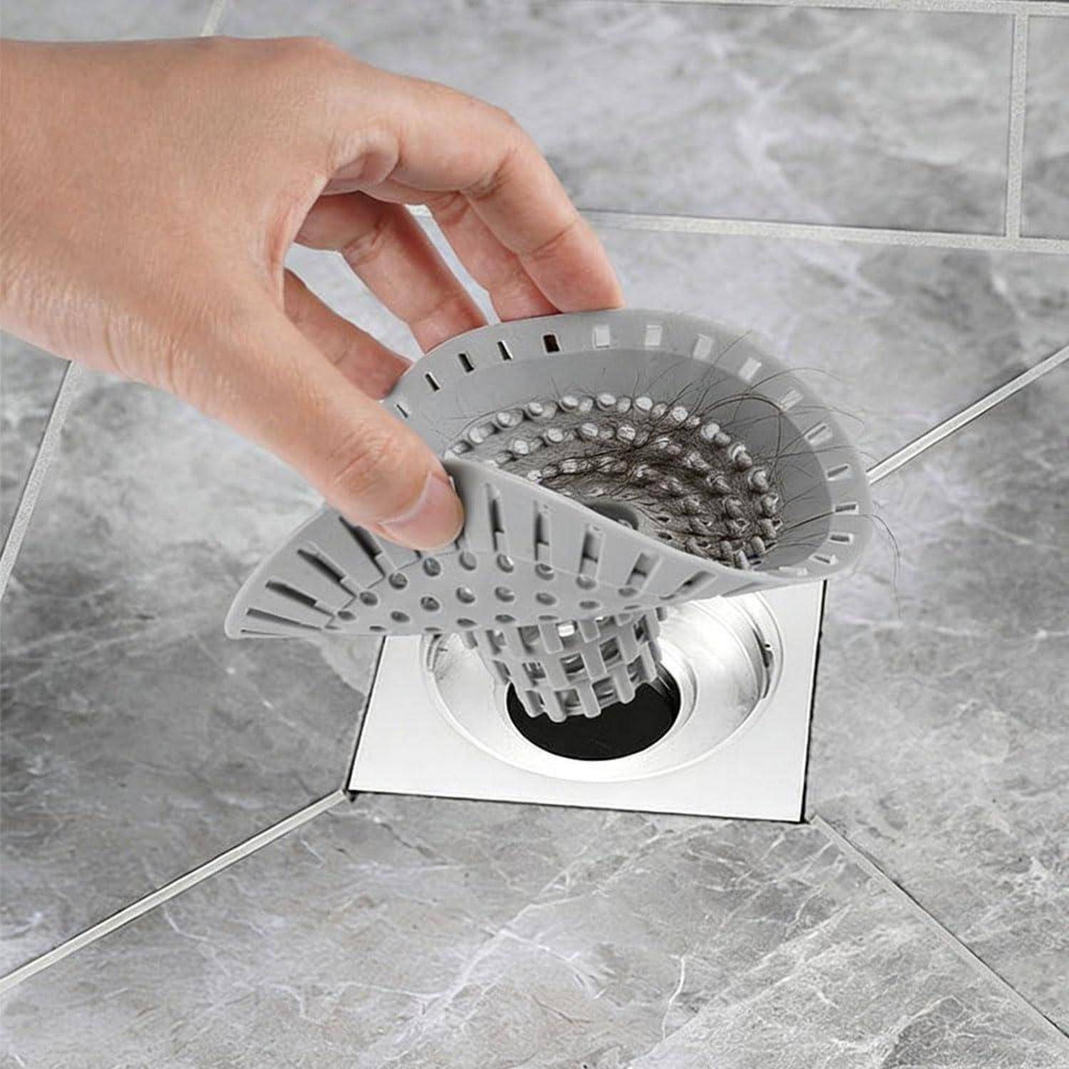 3 Stück 12.5cm Abflusssieb Silikon Haarsieb Dusche mit 1 Reinigungspinzette | Universelles Duschsieb Haarfänger, für Badewanne, Waschbecken und Kü