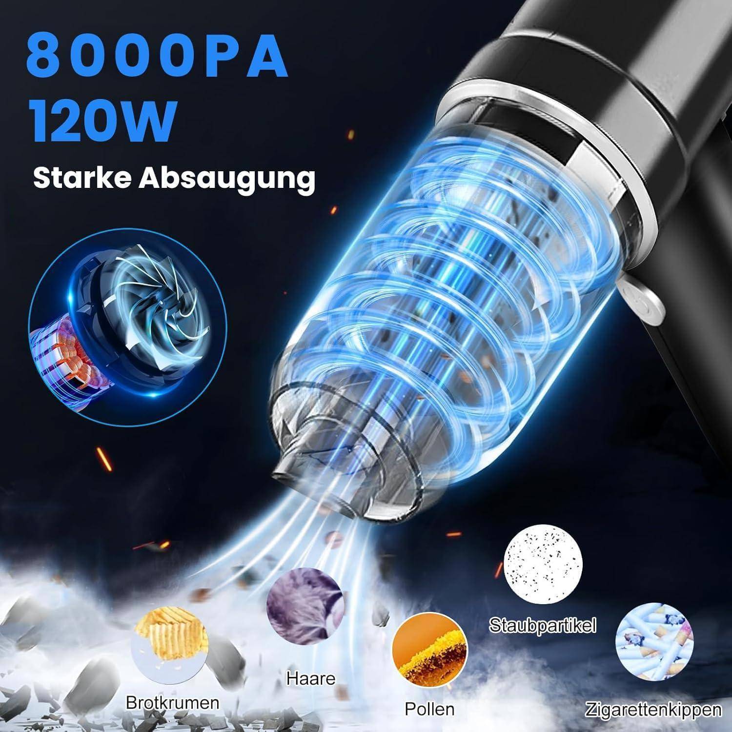 GKEAPZA Handstaubsauger, kabellos, Mini-Autoreiniger, 15000 PA, leichter Staubsauger & Gebläse, Staub-Buster, für Auto, Zuhause, Küche, Tierhaarrei