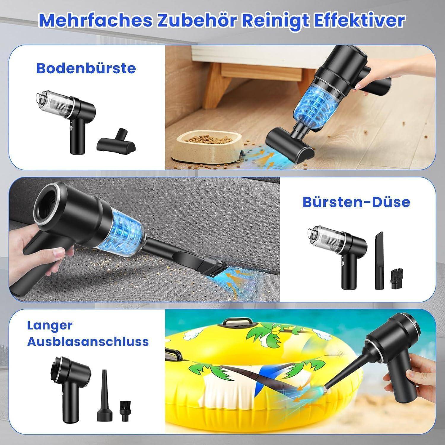 GKEAPZA Handstaubsauger, kabellos, Mini-Autoreiniger, 15000 PA, leichter Staubsauger & Gebläse, Staub-Buster, für Auto, Zuhause, Küche, Tierhaarrei