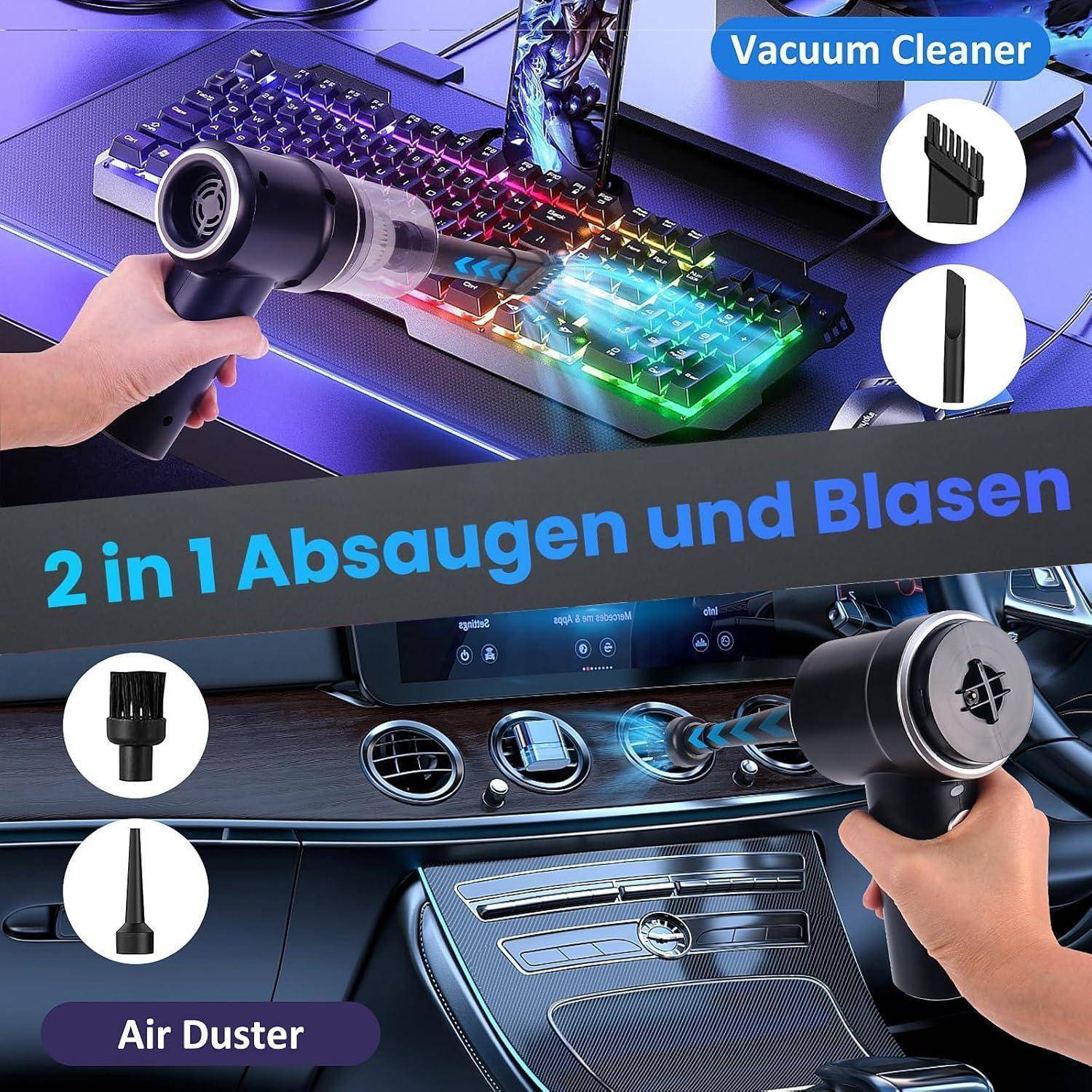 GKEAPZA Handstaubsauger, kabellos, Mini-Autoreiniger, 15000 PA, leichter Staubsauger & Gebläse, Staub-Buster, für Auto, Zuhause, Küche, Tierhaarrei