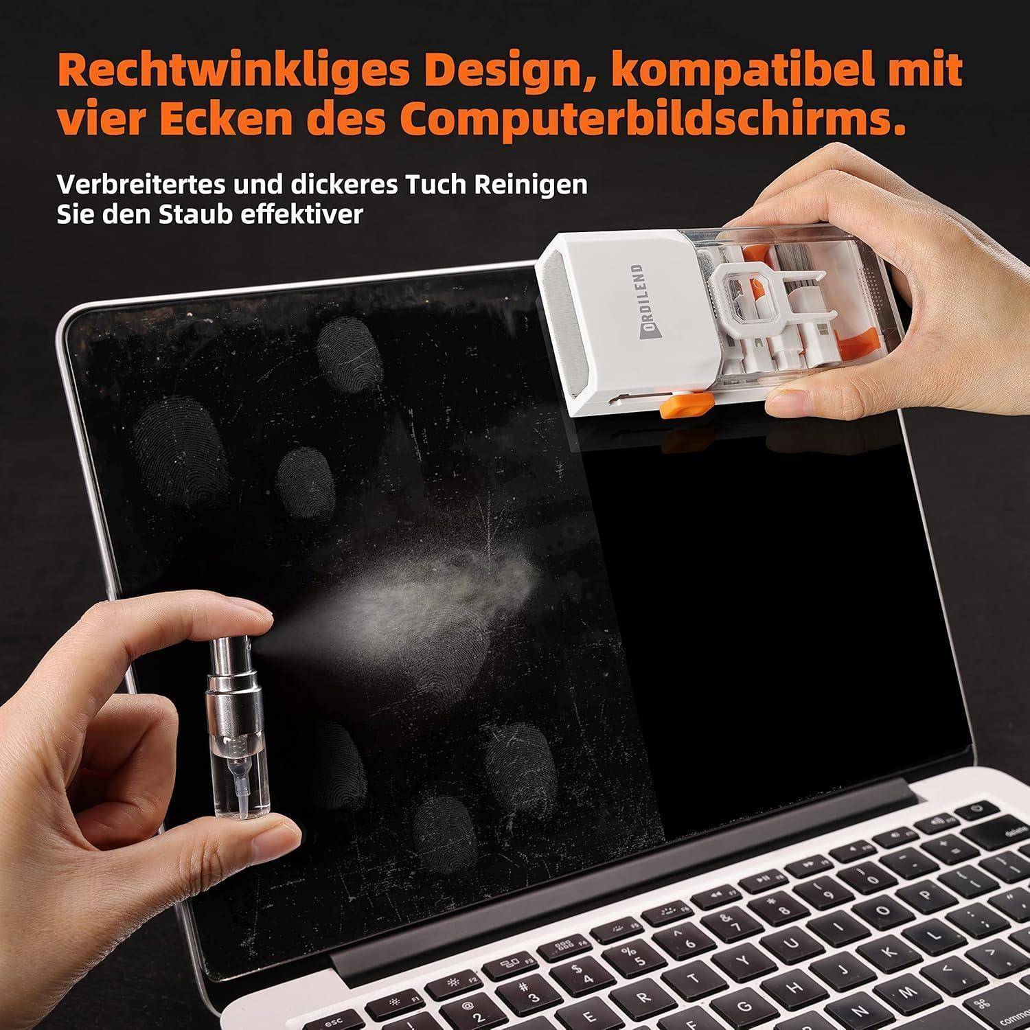 Ordilend Tastatur Reinigungsset, Alles in Einem Handy Laptop Reinigungsset, für iPhone Airpods Tastaturreiniger mit Bürste und Spray, Keyboard Clean