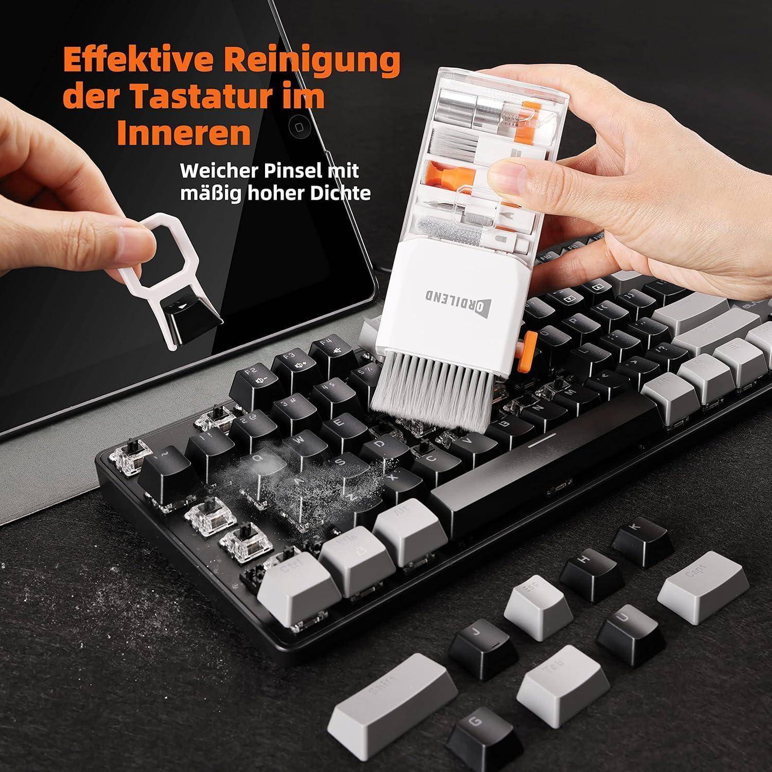 Ordilend Tastatur Reinigungsset, Alles in Einem Handy Laptop Reinigungsset, für iPhone Airpods Tastaturreiniger mit Bürste und Spray, Keyboard Clean