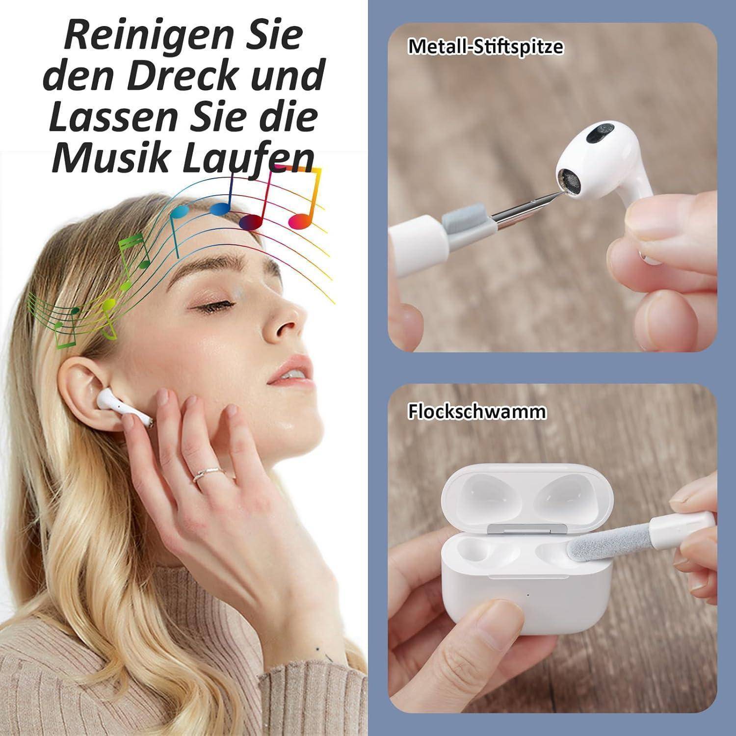 Ordilend Tastatur Reinigungsset, Alles in Einem Handy Laptop Reinigungsset, für iPhone Airpods Tastaturreiniger mit Bürste und Spray, Keyboard Clean