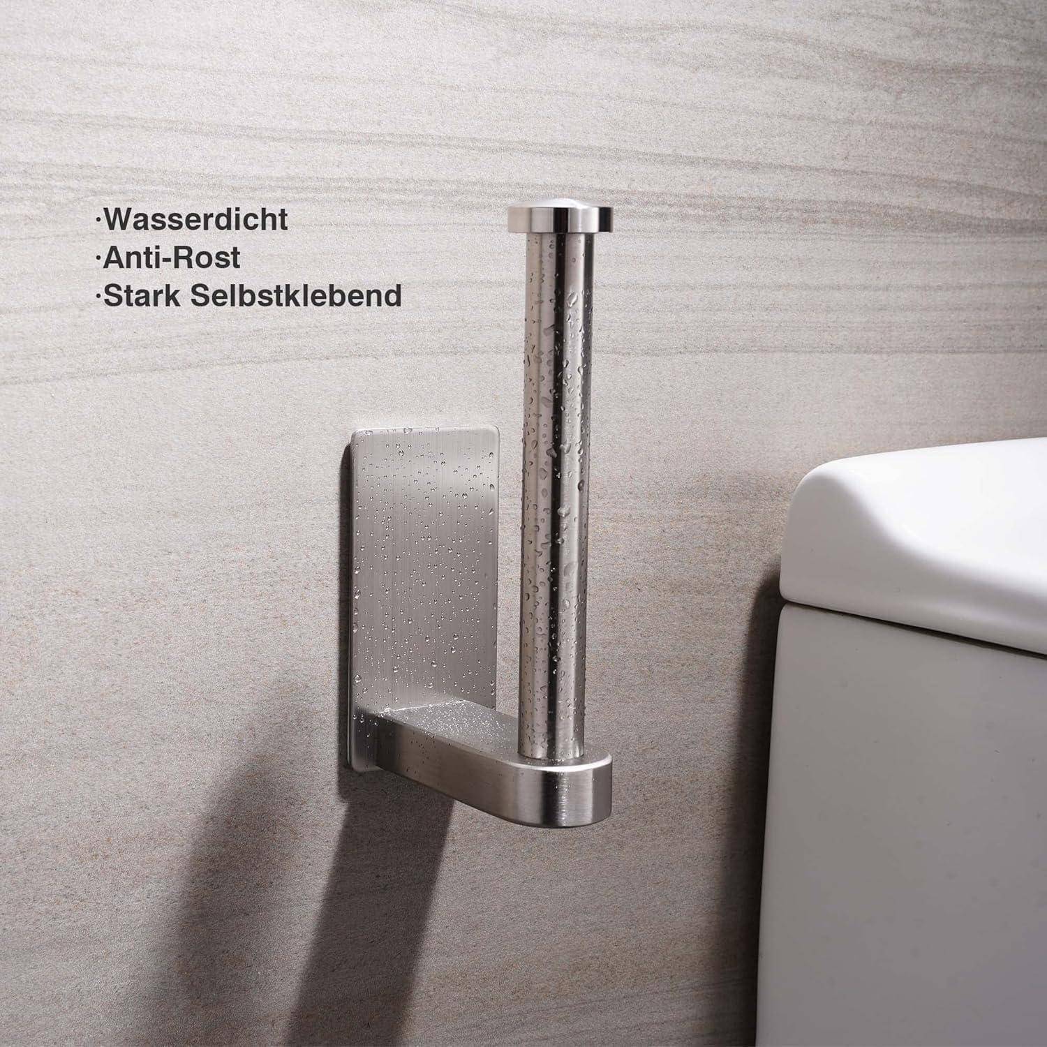 Toilettenpapierhalter ohne Bohren, Klopapierhalter Selbstklebend, Edelstahl Klorollenhalter, Wc Papier Halterung Rollenhalter mit Kleber für