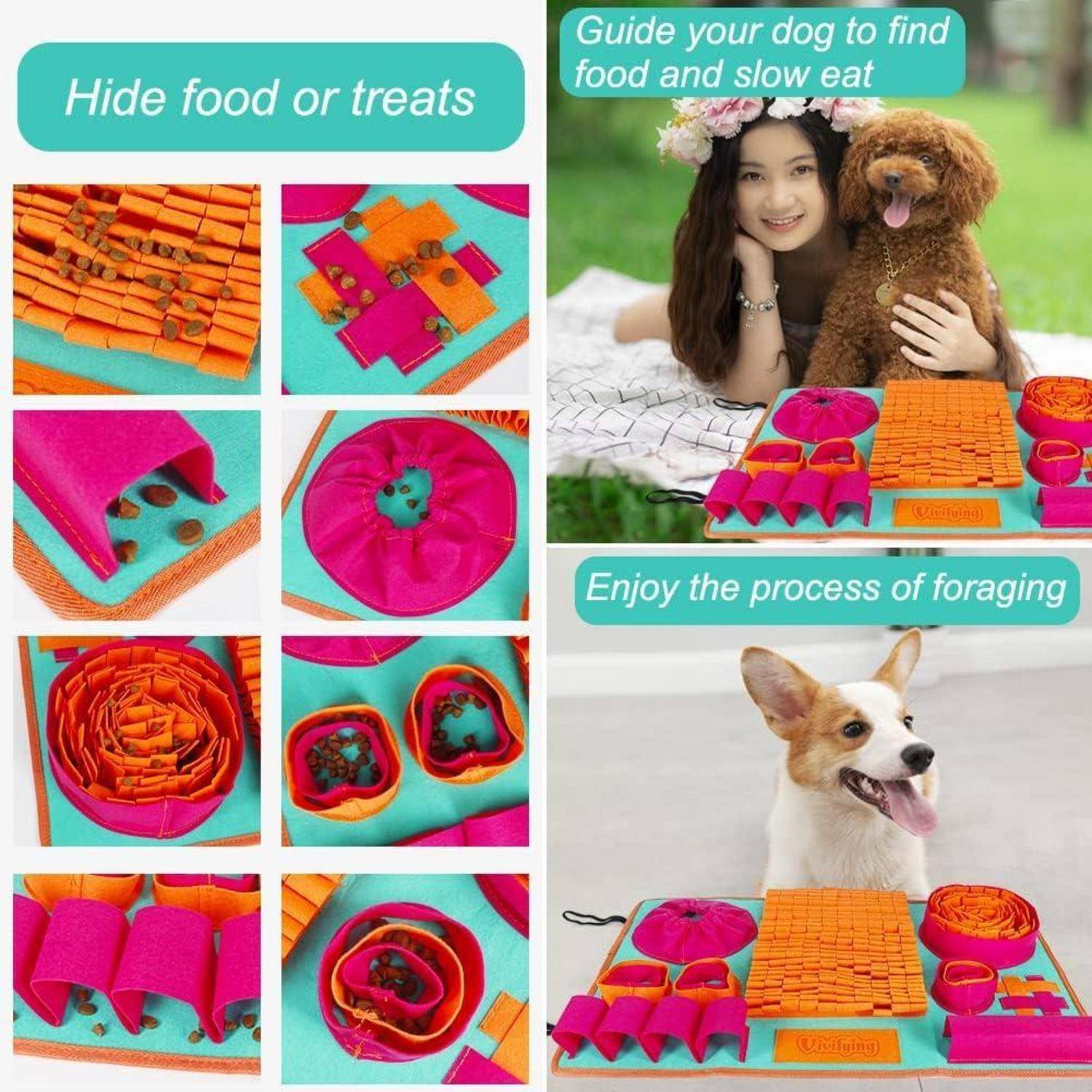 Vivifying Schnüffelmatte für Hunde, Interaktive Hundespielzeug für Langeweile und geistige Stimulation, Schnüffelteppich für Hunde Groß fördert
