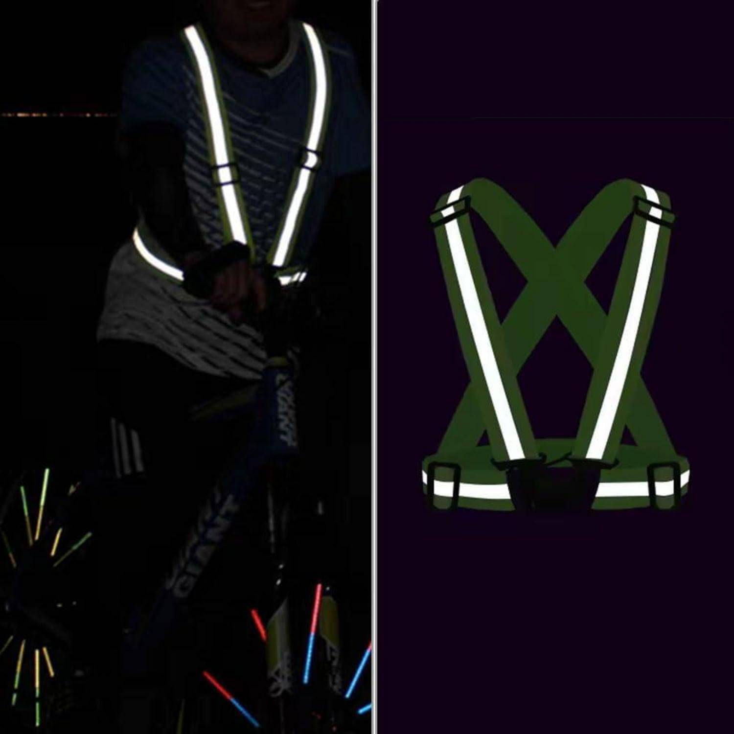 Reflektierende Sicherheitsweste, Reflektierende Warnweste Einstellbar, Reflektoren Sicherheits für Fahrrad, Joggen, Laufen, Wandern