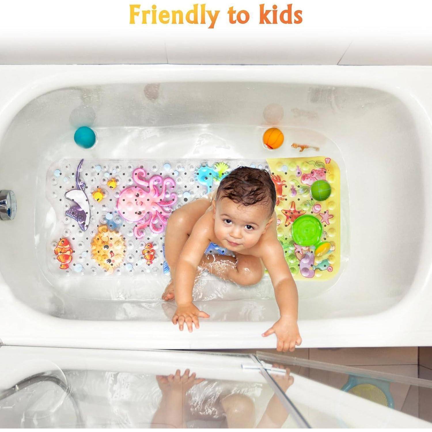 Antirutschmatte Badewanne Baby, 100x40 cm Badewannenmatte rutschfest Kinder, Badematte Kinder Badewanne oder Dusche, 100% BPA frei