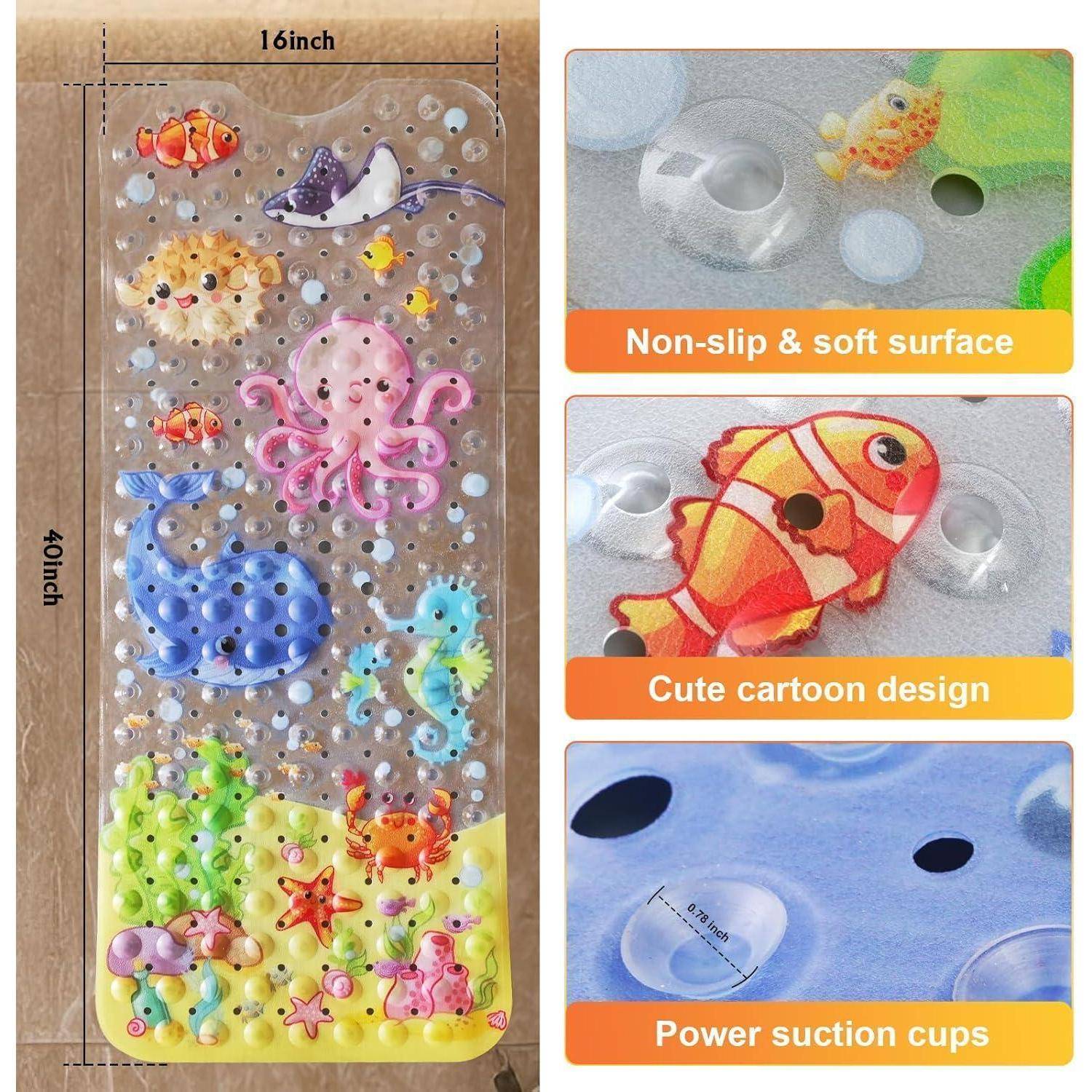 Antirutschmatte Badewanne Baby, 100x40 cm Badewannenmatte rutschfest Kinder, Badematte Kinder Badewanne oder Dusche, 100% BPA frei