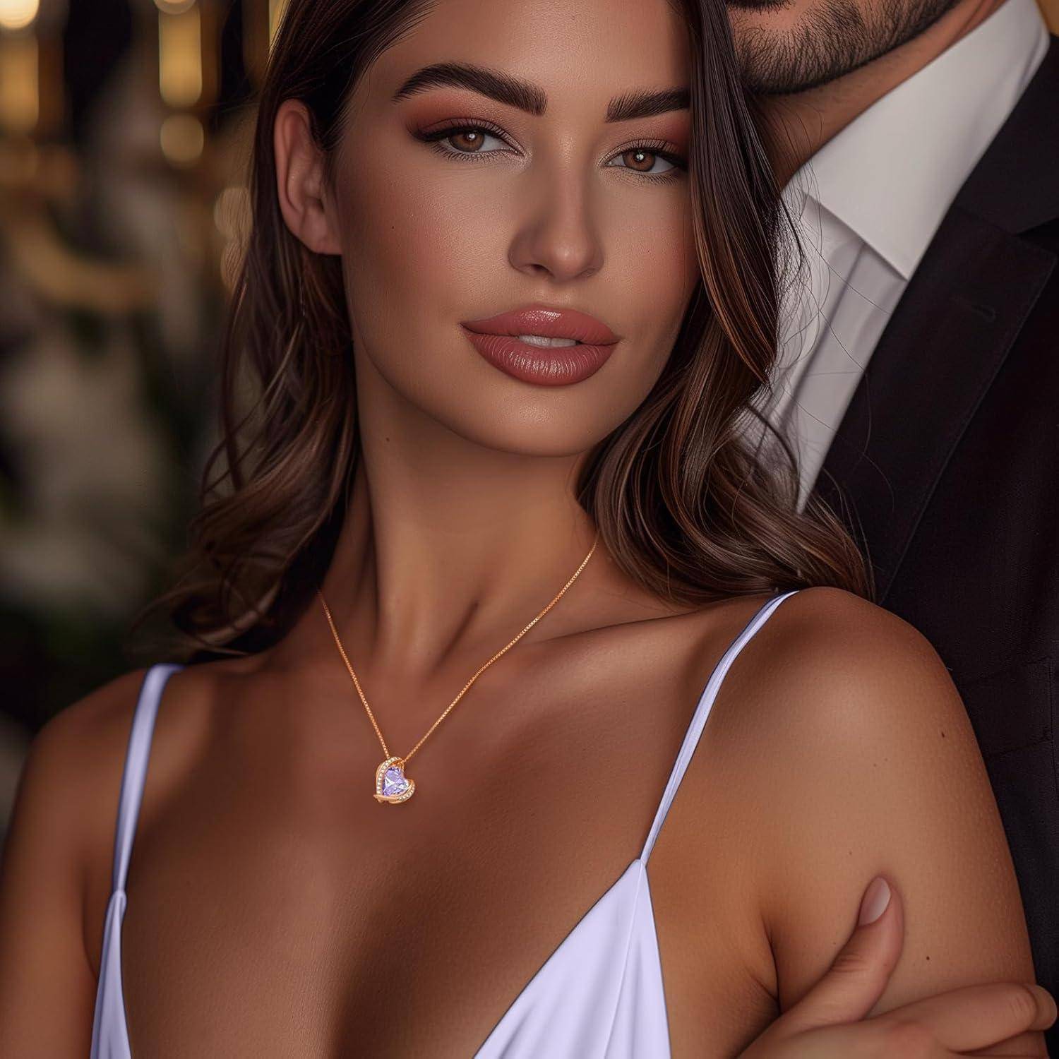 CDE Kette Damen Rosegold Herz Halskette für Frauen Schmuck mit Elegante Geschenkverpackung Weihnachten Geschenk für Sie Frau Freundin Mama Valentins