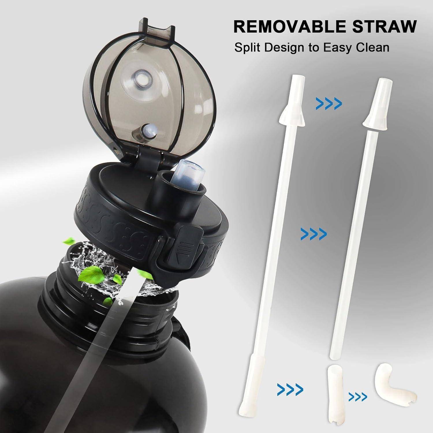 GEMFUL 3 Liter-Sport trinkflasche, BPA-frei, auslaufsicheres Design mit Strohhalm und Zeitmarkierungen, ideal für Fitness, Büro, Yoga und Outdoor-Ak