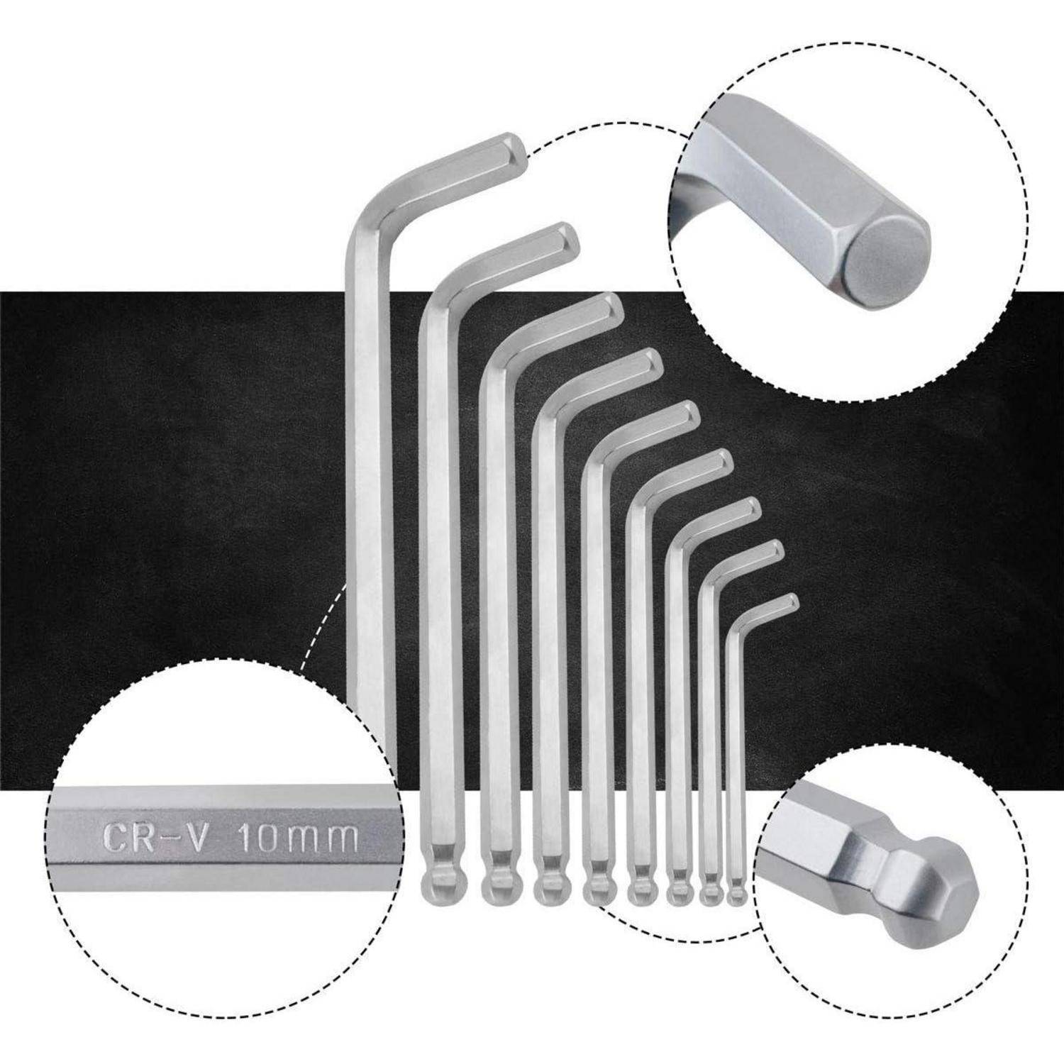 Gunpla Innensechskantschlüssel Set/Satz 9 Stück Winkelschlüsselsatz für Innensechskant-Schrauben,Lang, 1.5 bis 10 mm Lang 1.5-10mm