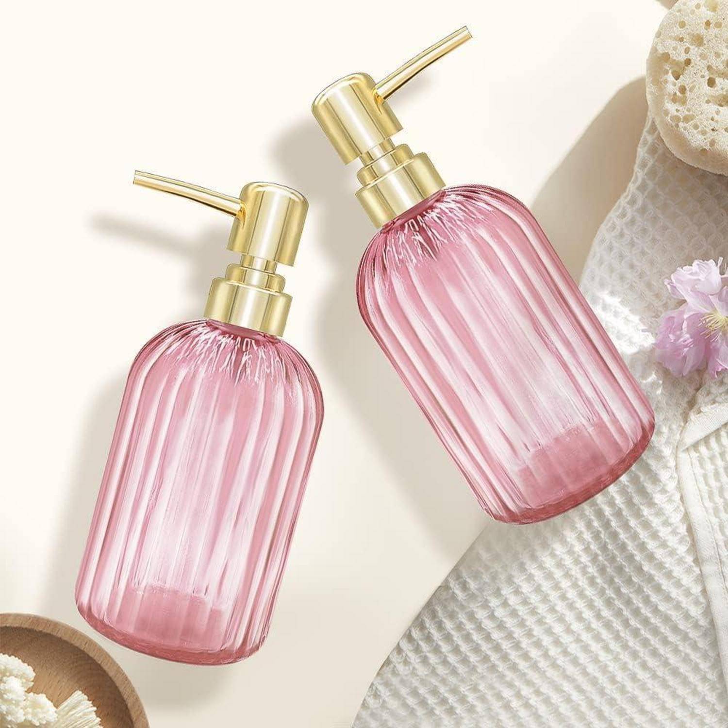 Seifenspender - 2er Pack 14 Oz Küche Glas Seifenspender mit Pumpe, Badezimmer Transparente Seifenspenderflasche für Handseife, Spülmittel Under Lot