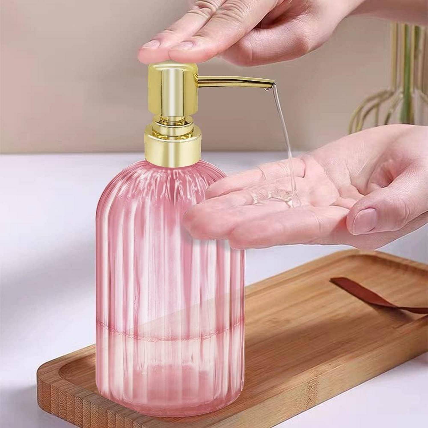 Seifenspender - 2er Pack 14 Oz Küche Glas Seifenspender mit Pumpe, Badezimmer Transparente Seifenspenderflasche für Handseife, Spülmittel Under Lot