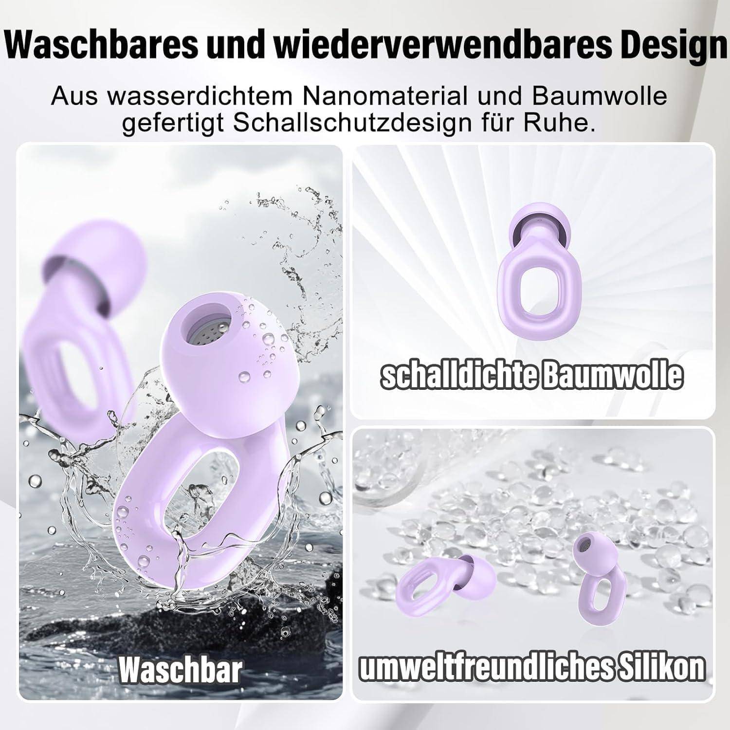 Ohrstöpsel zum Schlafen, wiederverwendbar Silikon-Ohrenstöpsel mit Einzel/Doppelkappen 35 dB Geräuschreduzierung Ohrstöpsel, 7 Paar Ohrkappen in