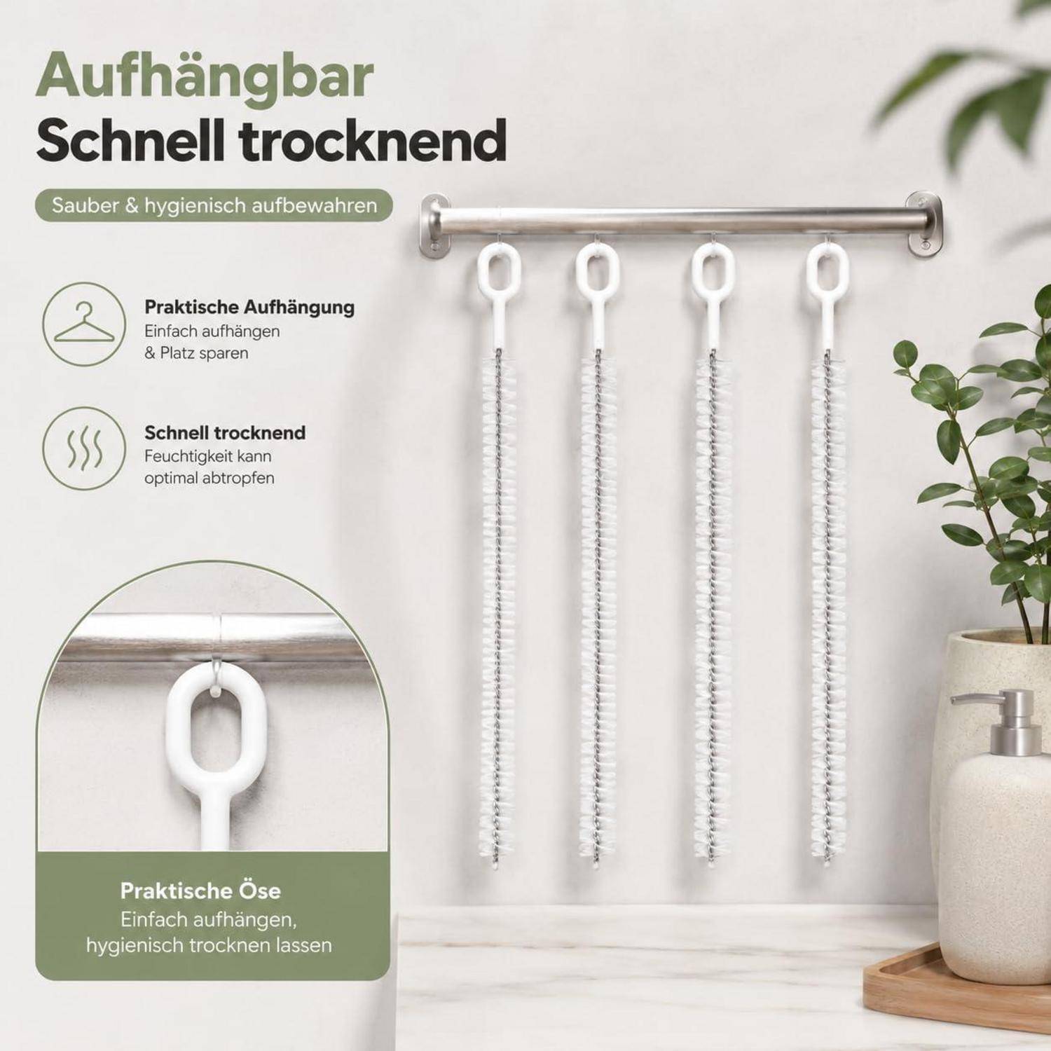 ALINK Heavy-Duty Strohhalm Reinigungsbürsten für Stanley Tumbler, 6mm &amp; 10mm Strohhalm-Reinigungsbürste für verschiedene Strohhalmgrößen,Volle B