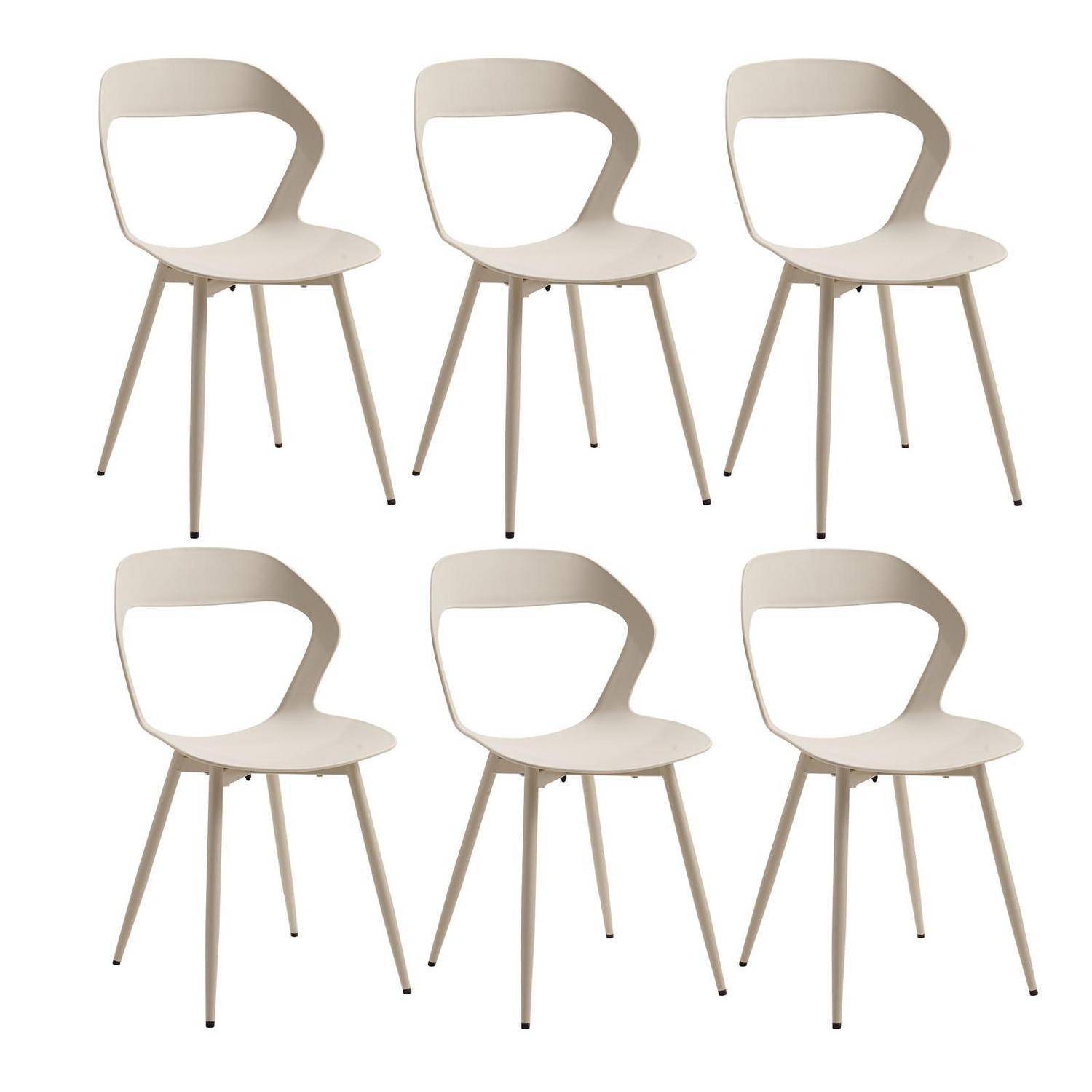 6er Set Nordisches Esszimmerstuhl, Küchenstuhl, Mit Metallbeinen, Großes Hohlrücken-Design, Geeignet für Wohnzimmer, Esszimmer, Freizeitzimmer –