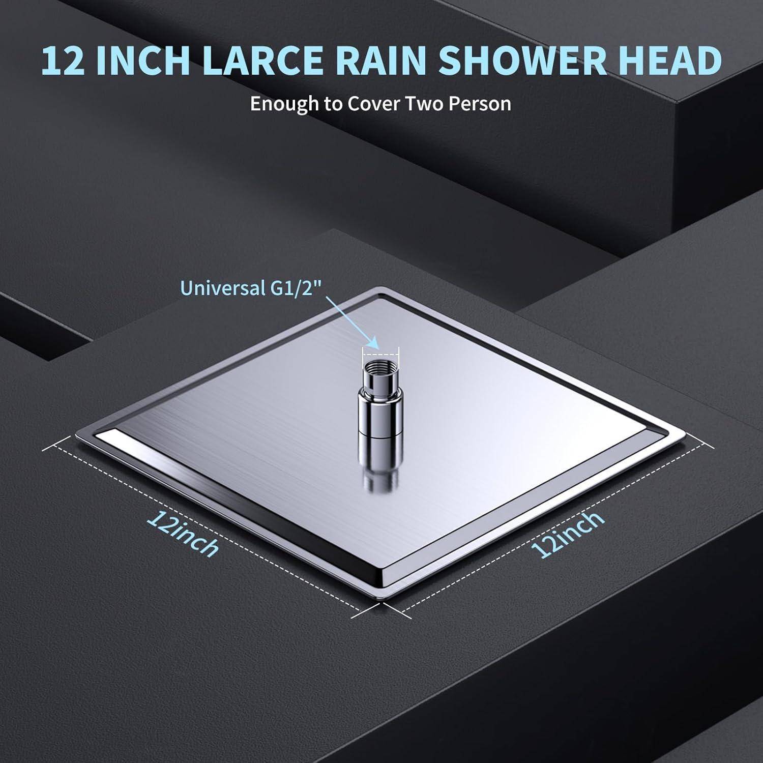 Regendusche Duschkopf,12 Zoll Edelstahl Regenbrause Anti-Kalk-Düsen Duschkopf, Selbstreinigende Regenduschkopf Quadratisch 30 * 30cm 30*30CM