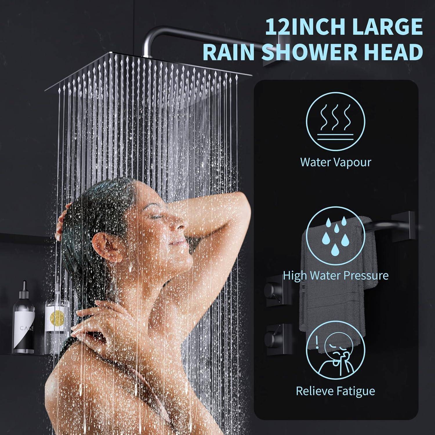 Regendusche Duschkopf,12 Zoll Edelstahl Regenbrause Anti-Kalk-Düsen Duschkopf, Selbstreinigende Regenduschkopf Quadratisch 30 * 30cm 30*30CM