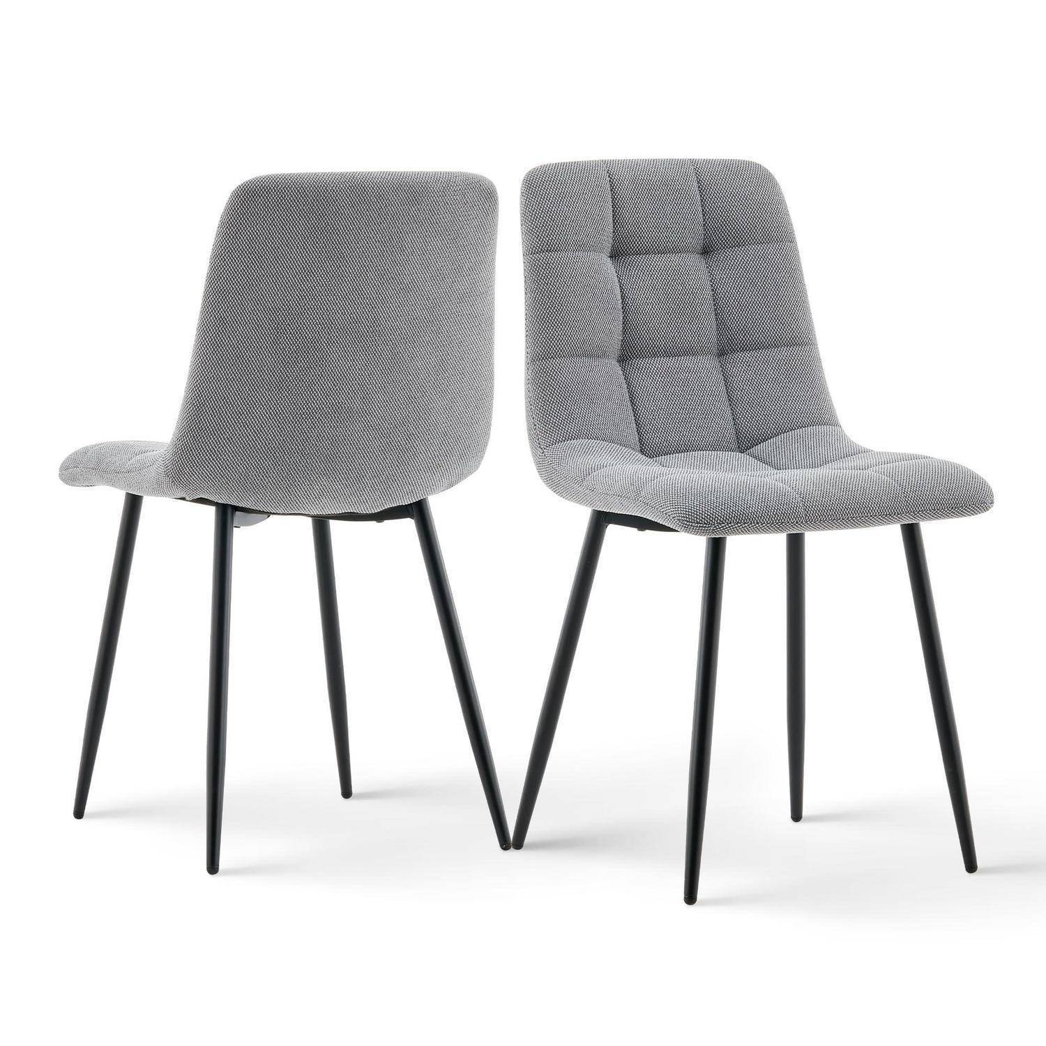 CLIPOP Esszimmerstühle 2er Set Chenille Dunkelgrau, Gepolsterter Sitz Wohnzimmerstuhl mit stabilen Metallbeinen, für Zuhause und Büro (Chenille Dun