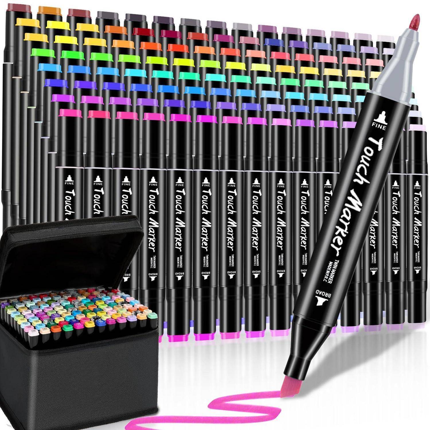 Alkohol Marker, 120 Farben Doppelseitiger Alcohol Marker Stifte Set Doppelpinselspitze, Permanente, alkoholbasierte Farbstifte für Erwachsene, Künst